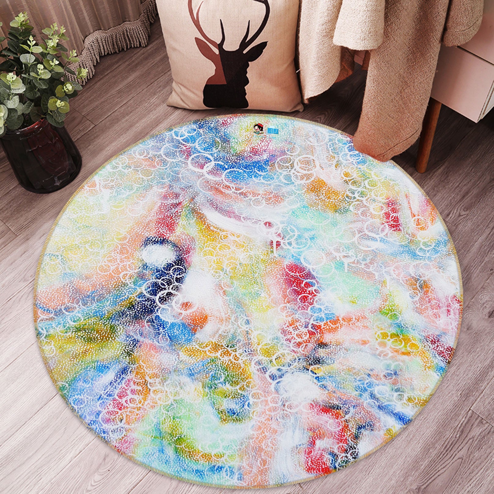 3D Colorful Bubbles 1332 Misako Chida Rug Round Non Slip Rug Mat