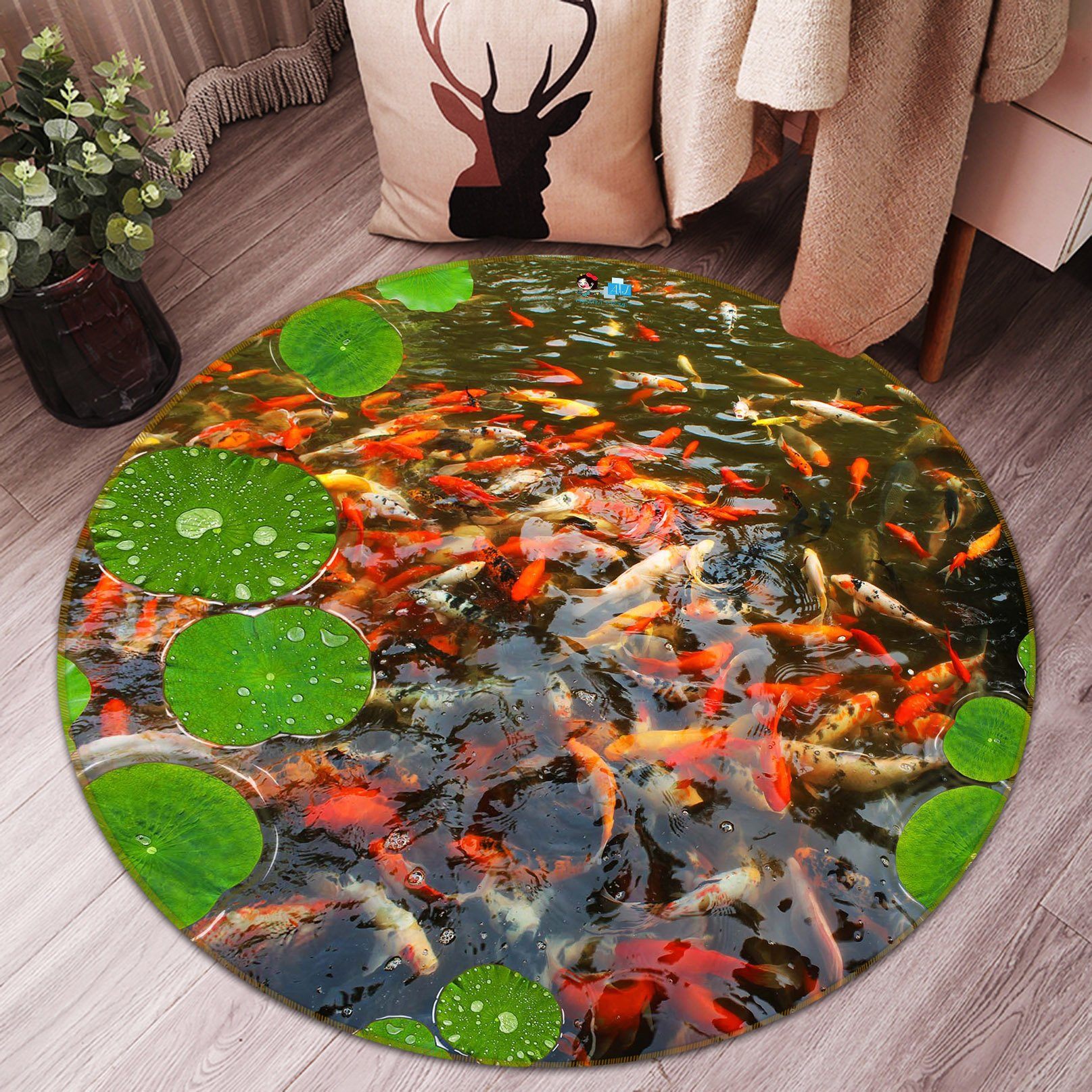 3D Goldfish Group 042 Round Non Slip Rug Mat Mat AJ Creativity Home 