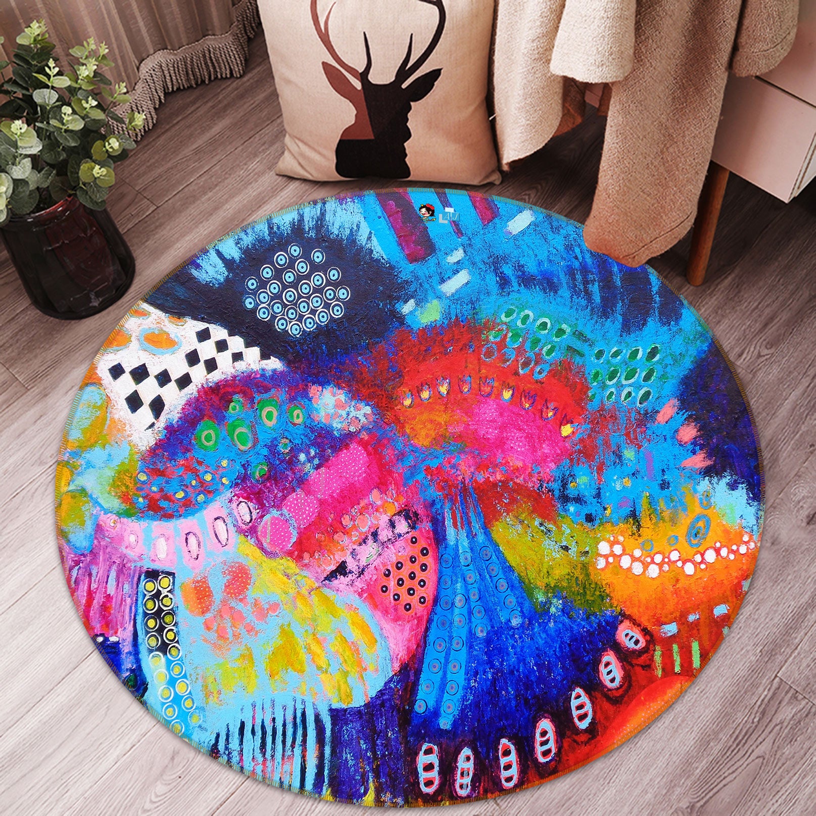 3D Painted Art 1368 Misako Chida Rug Round Non Slip Rug Mat