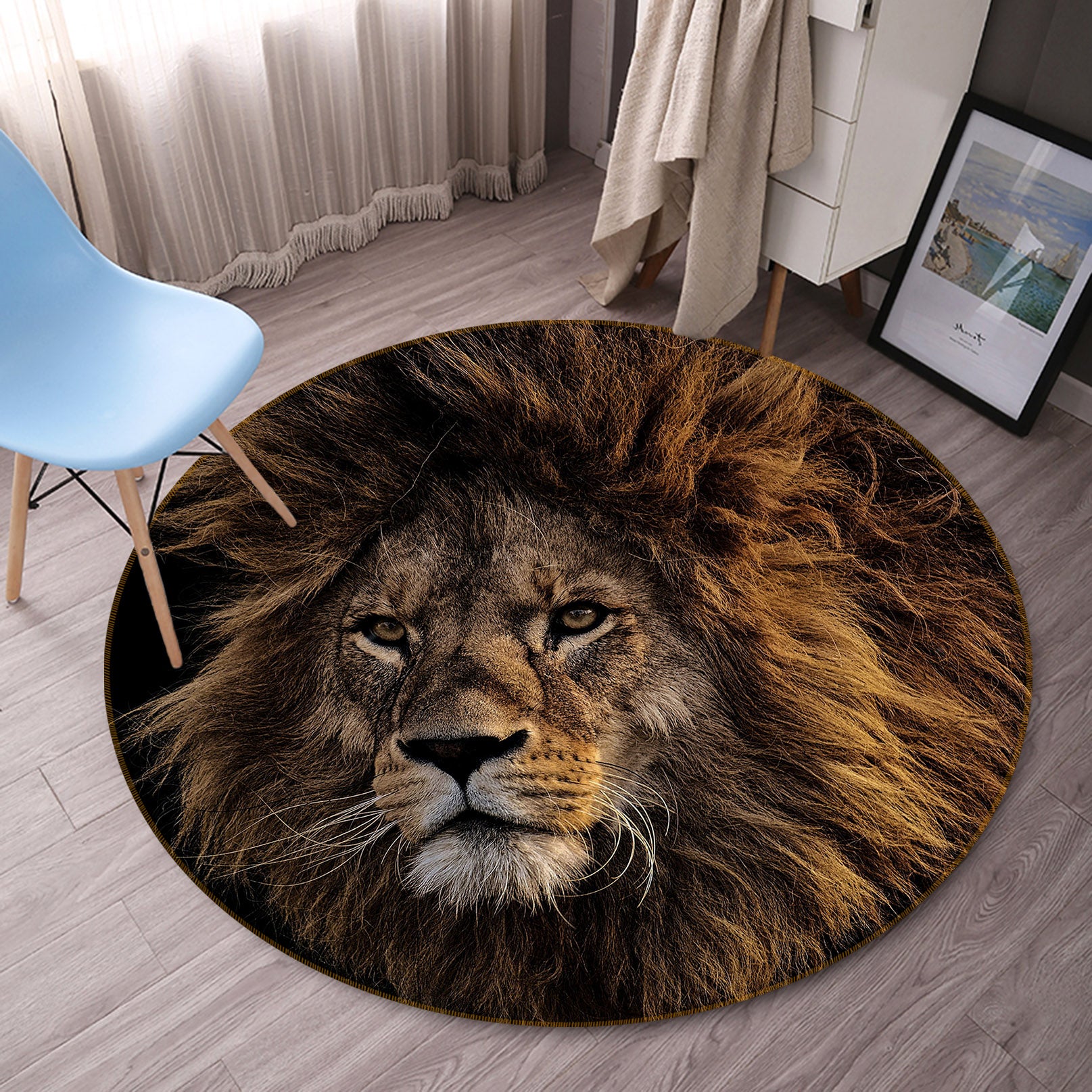 3D Lion 82003 Animal Round Non Slip Rug Mat