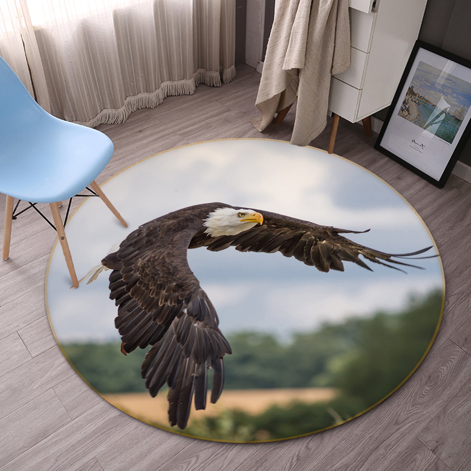 3D Fly Eagle 82187 Animal Round Non Slip Rug Mat