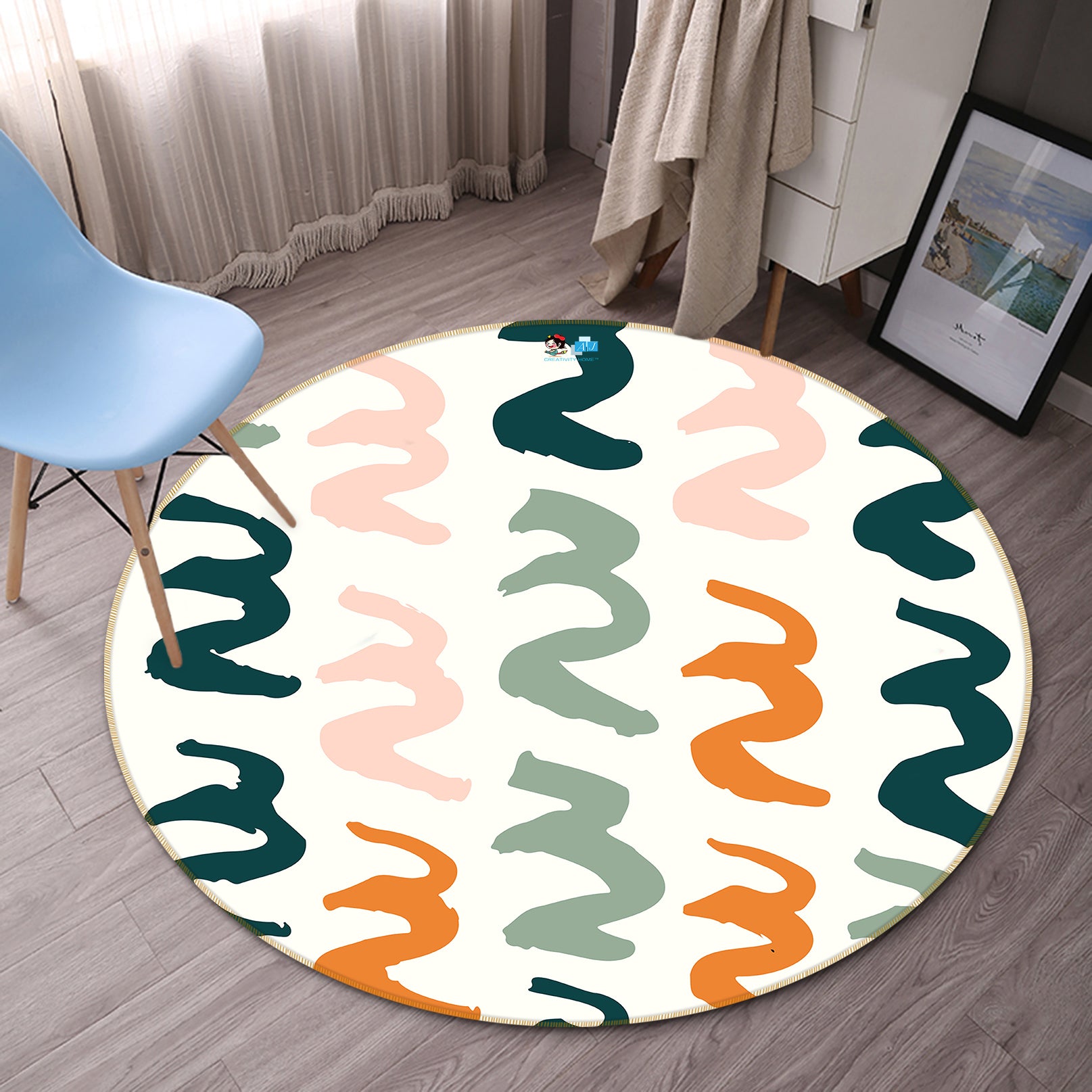 3D Colorful Curve Pattern 10591 Kashmira Jayaprakash Rug Round Non Slip Rug Mat