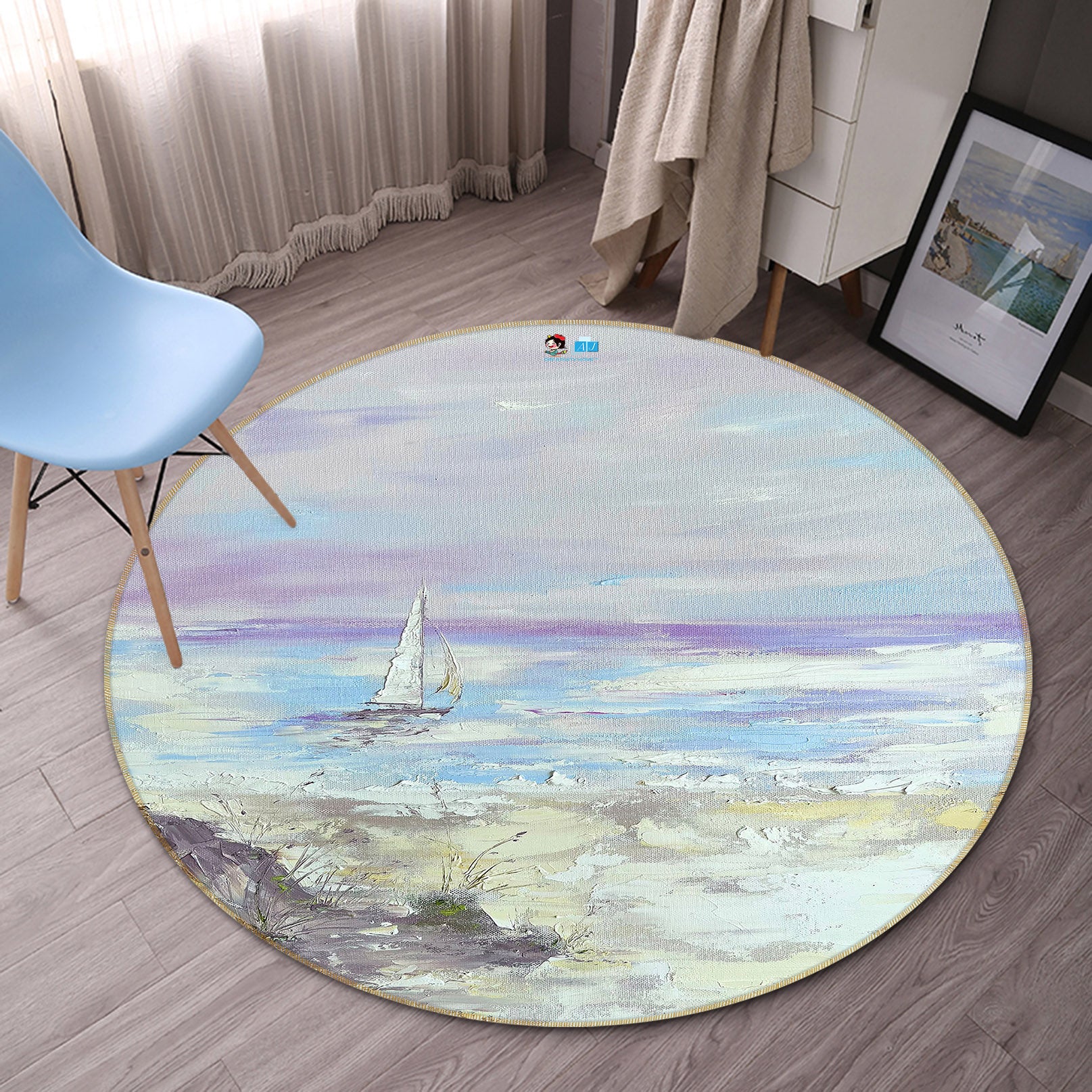 3D Colorful Sea 3873 Skromova Marina Rug Round Non Slip Rug Mat