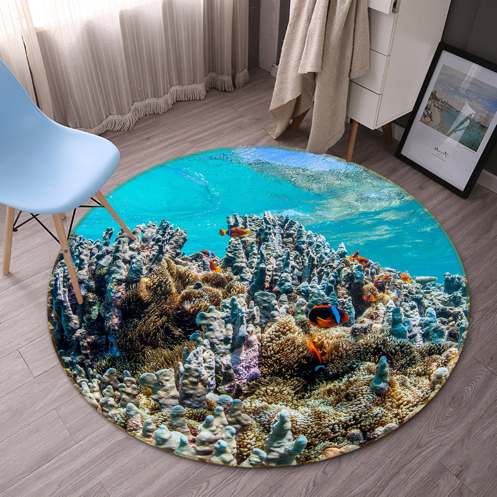 3D Coral 38094 Animal Round Non Slip Rug Mat