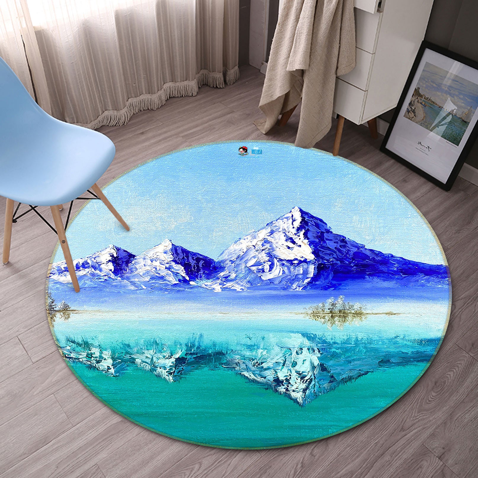 3D Snow Mountain Shadow 9752 Marina Zotova Rug Round Non Slip Rug Mat