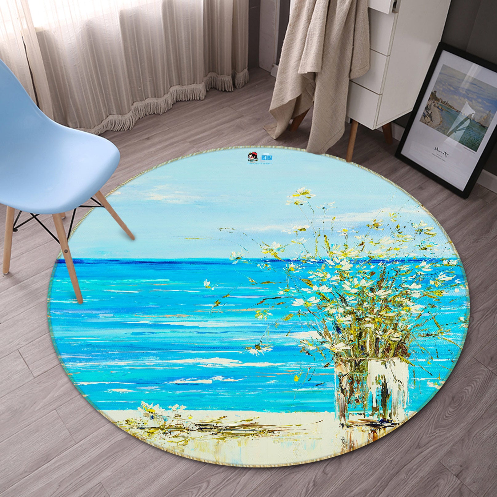 3D Marine Vase 784 Skromova Marina Rug Round Non Slip Rug Mat