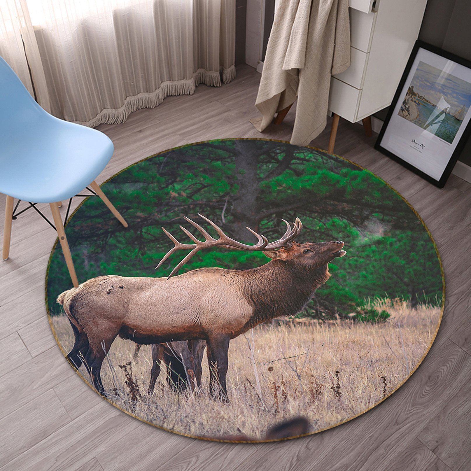 3D Wilderness Antelope 38 Animal Round Non Slip Rug Mat Mat AJ Creativity Home 