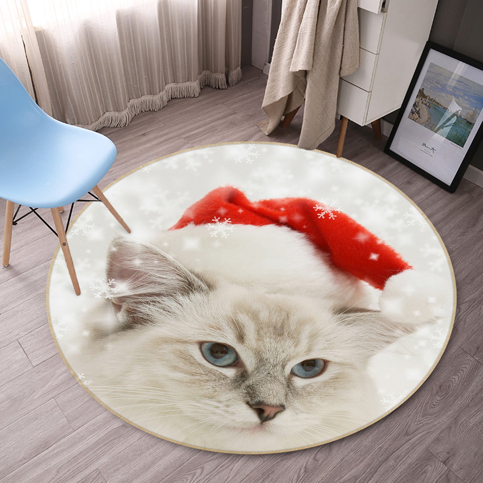 3D Cat 82012 Animal Round Non Slip Rug Mat