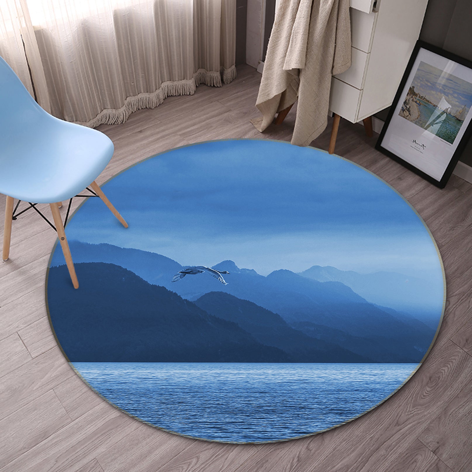 3D Mountains Lake 82247 Animal Round Non Slip Rug Mat