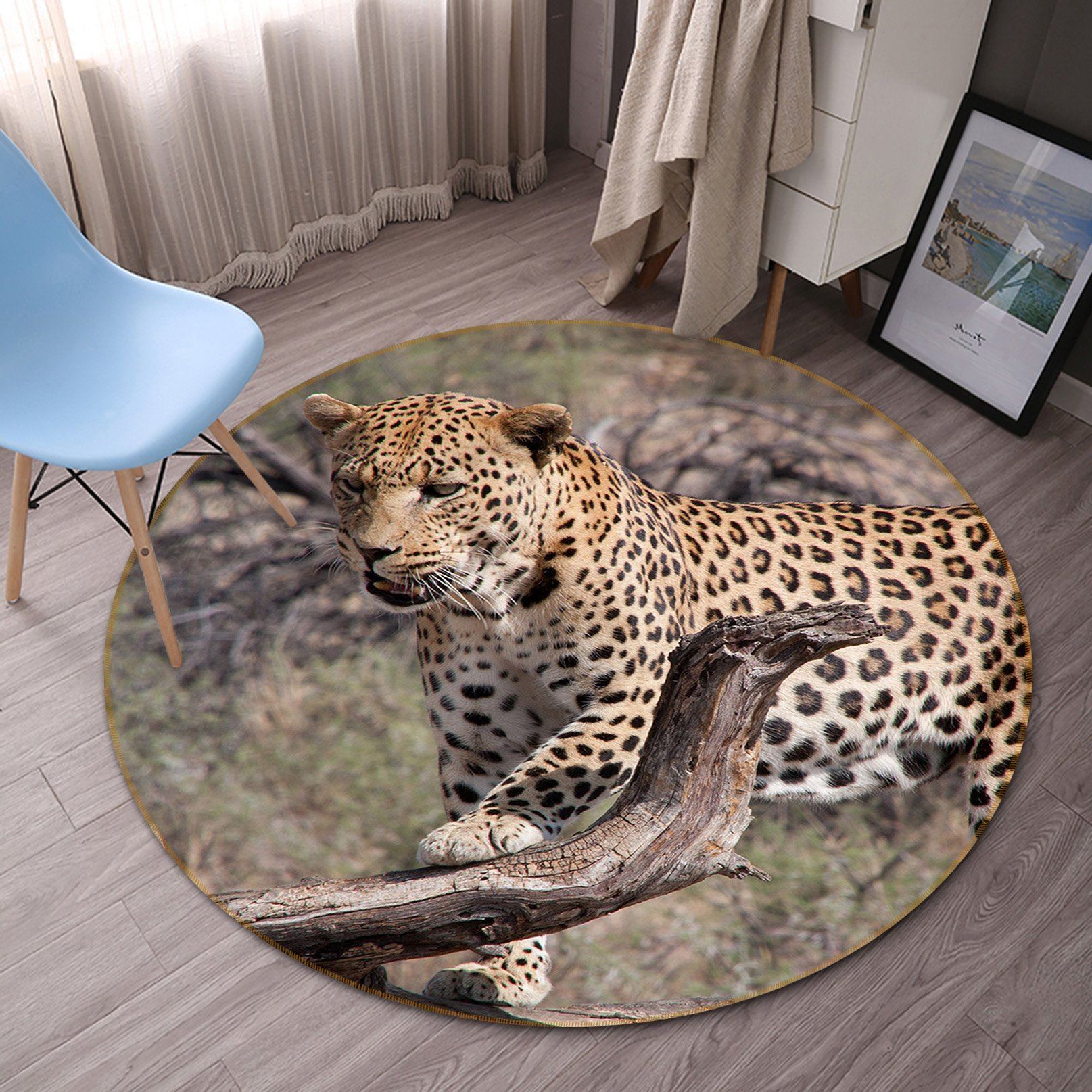 3D South African Leopard 093 Animal Round Non Slip Rug Mat Mat AJ Creativity Home 