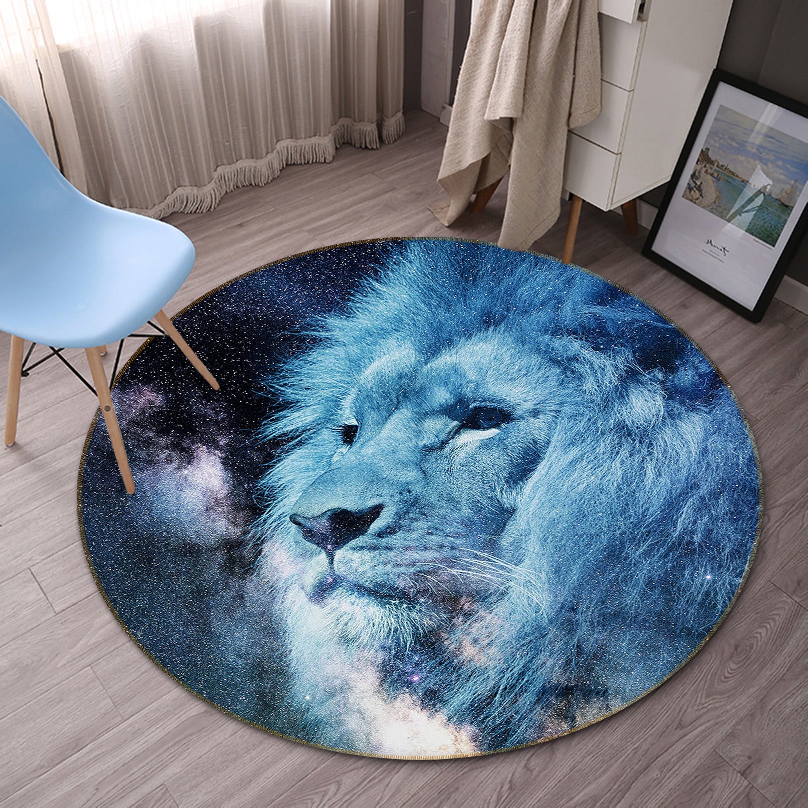 3D Lion 82252 Animal Round Non Slip Rug Mat