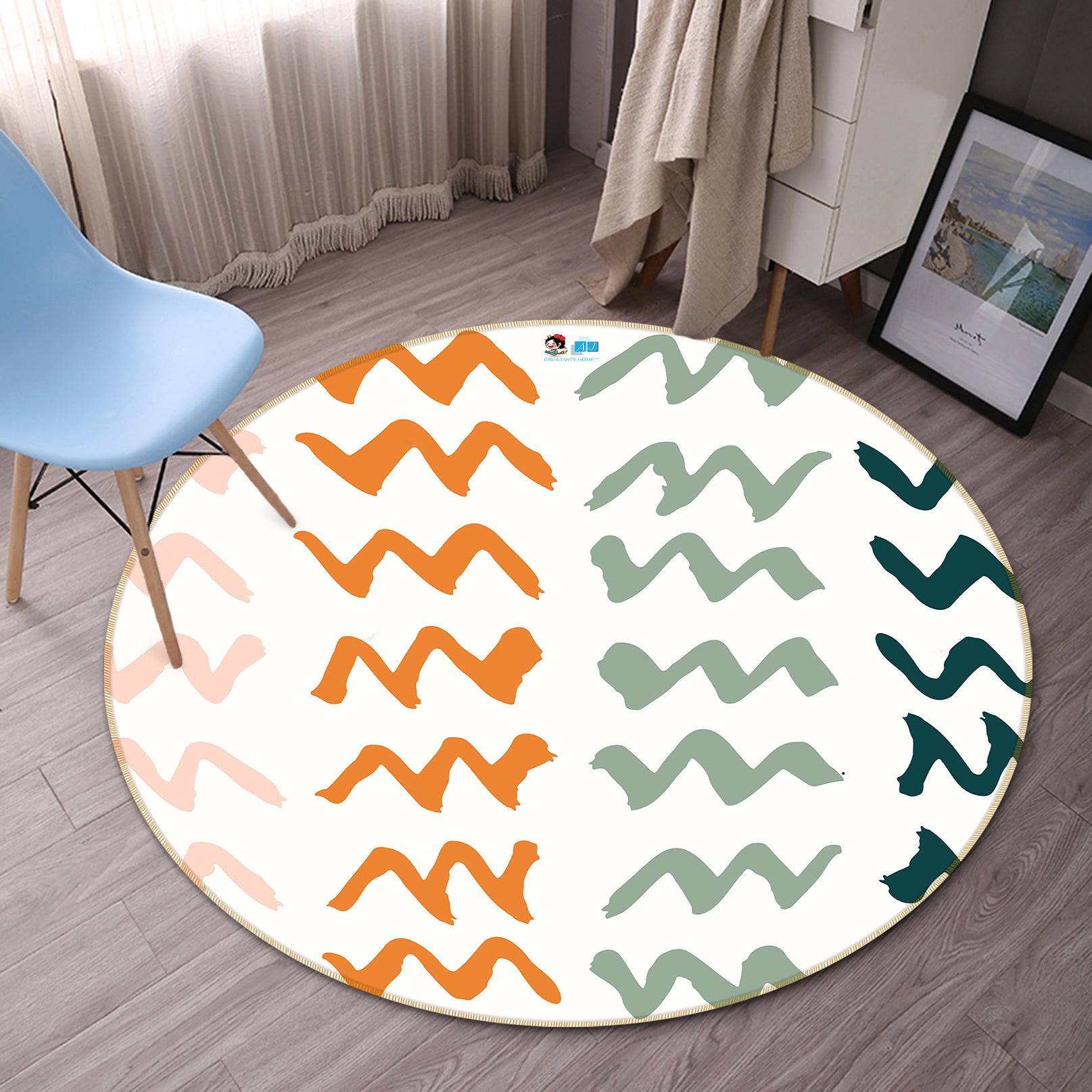 3D Colorful Ripple Pattern 10590 Kashmira Jayaprakash Rug Round Non Slip Rug Mat