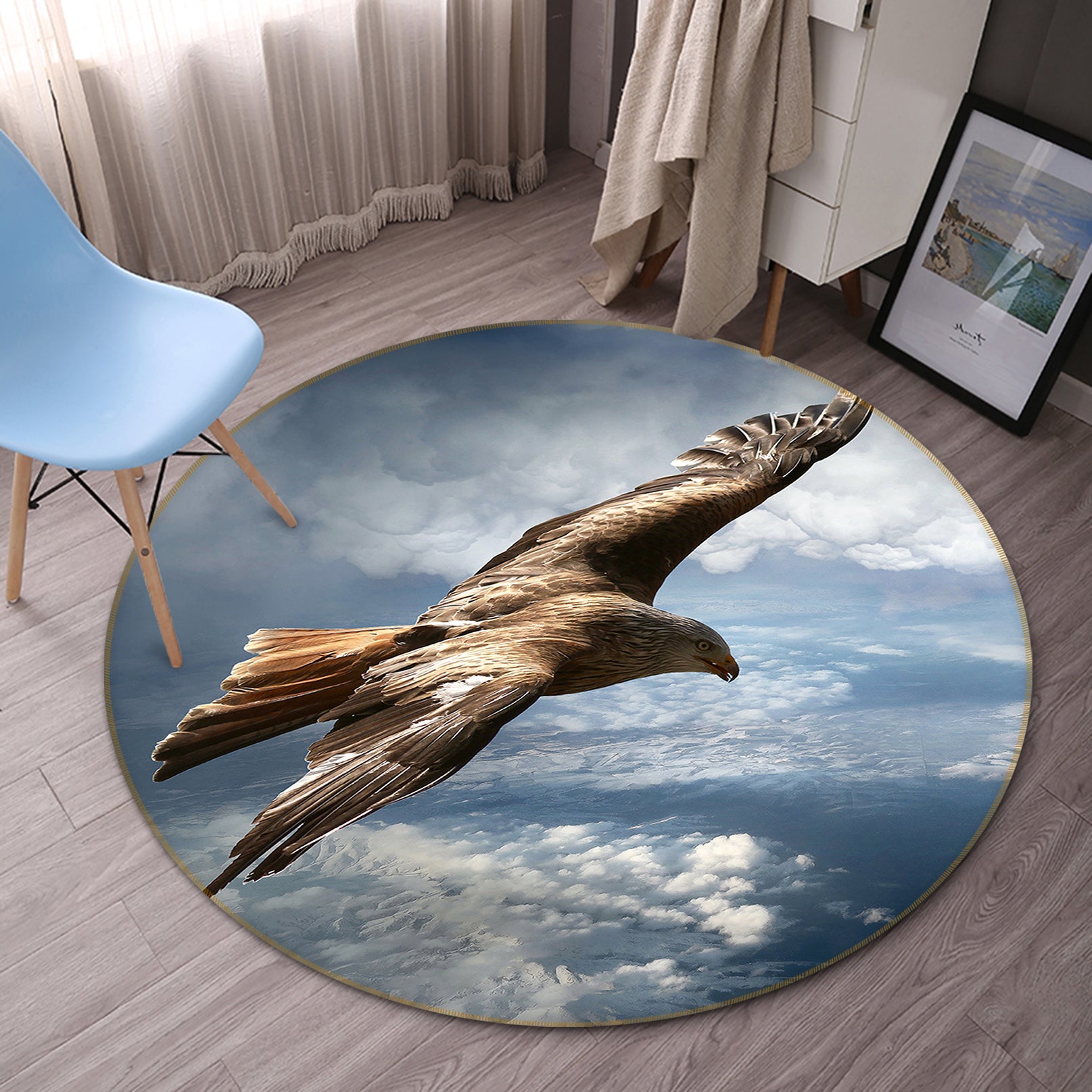 3D Fly Eagle 82188 Animal Round Non Slip Rug Mat