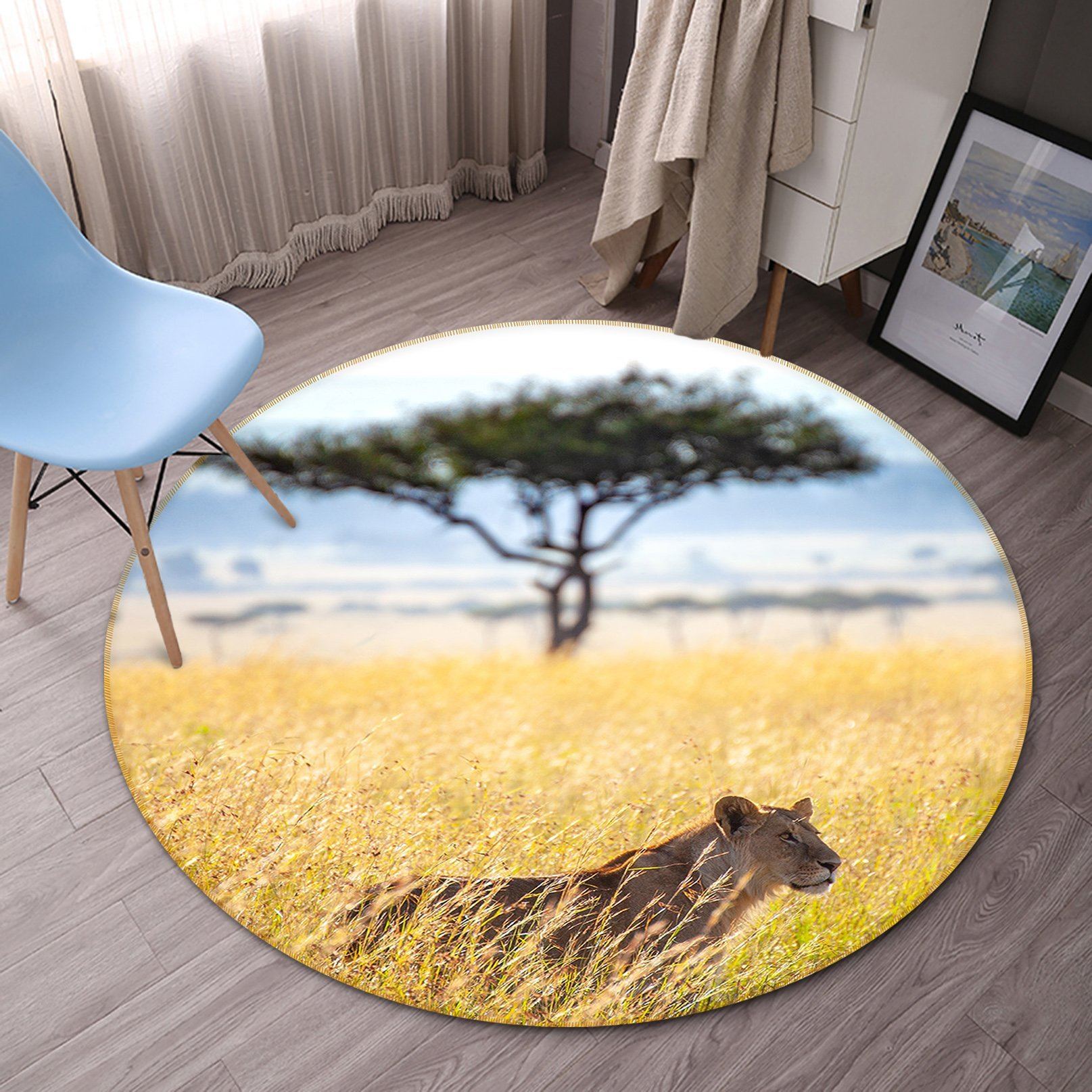 3D Hunting Tiger 090 Animal Round Non Slip Rug Mat Mat AJ Creativity Home 