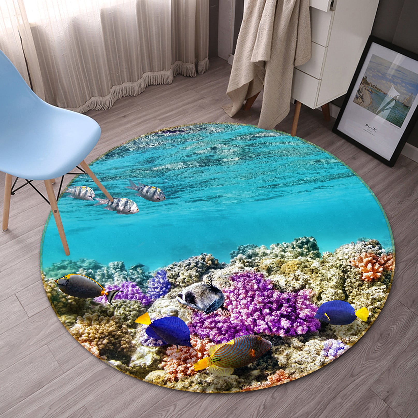 3D Coral 38090 Animal Round Non Slip Rug Mat