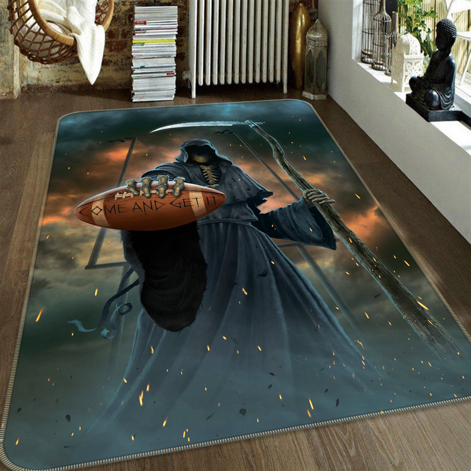 3D Demon Football 84212 Vincent Hie Rug Non Slip Rug Mat