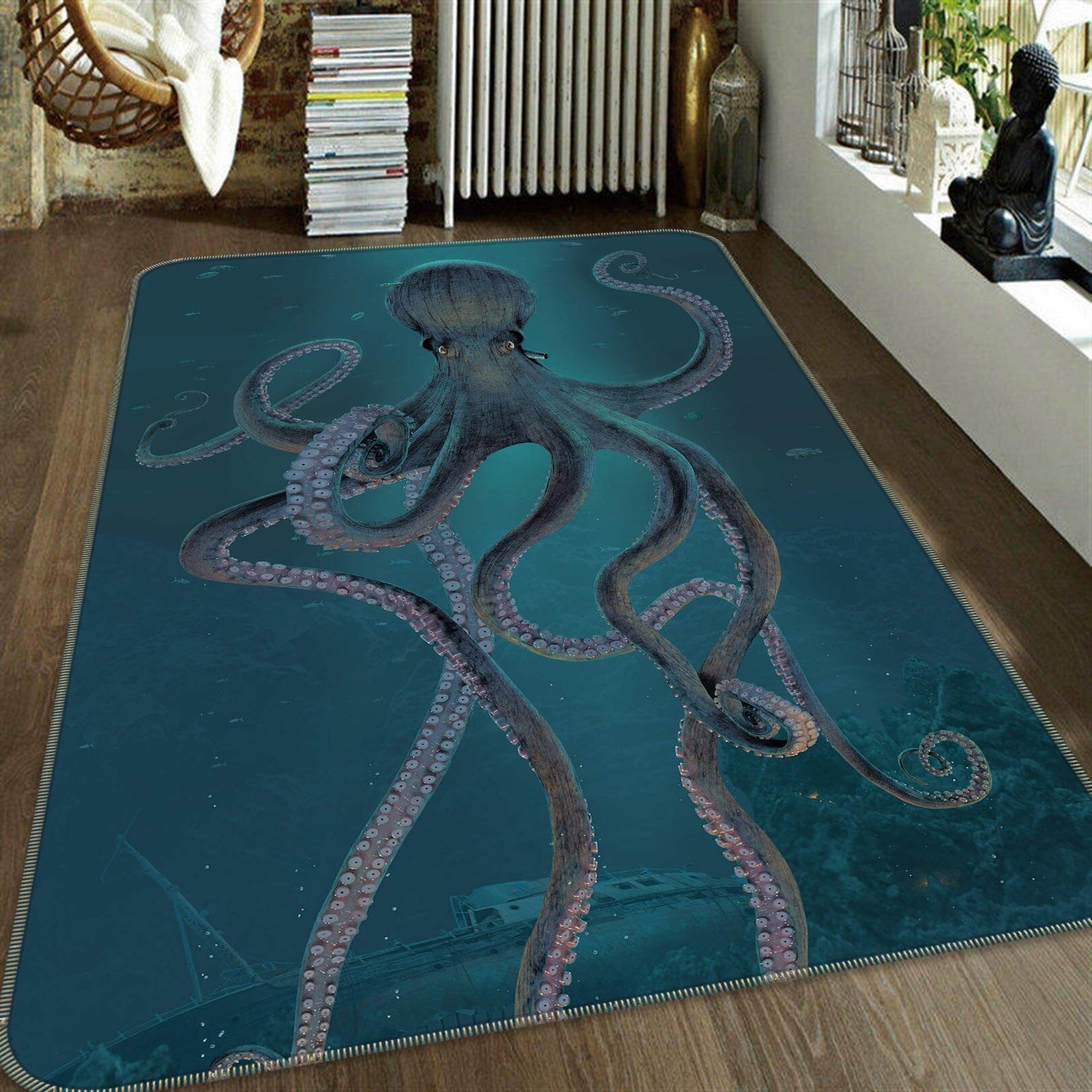 3D Giant Octopus 1038 Vincent Hie Rug Non Slip Rug Mat Mat AJ Creativity Home 