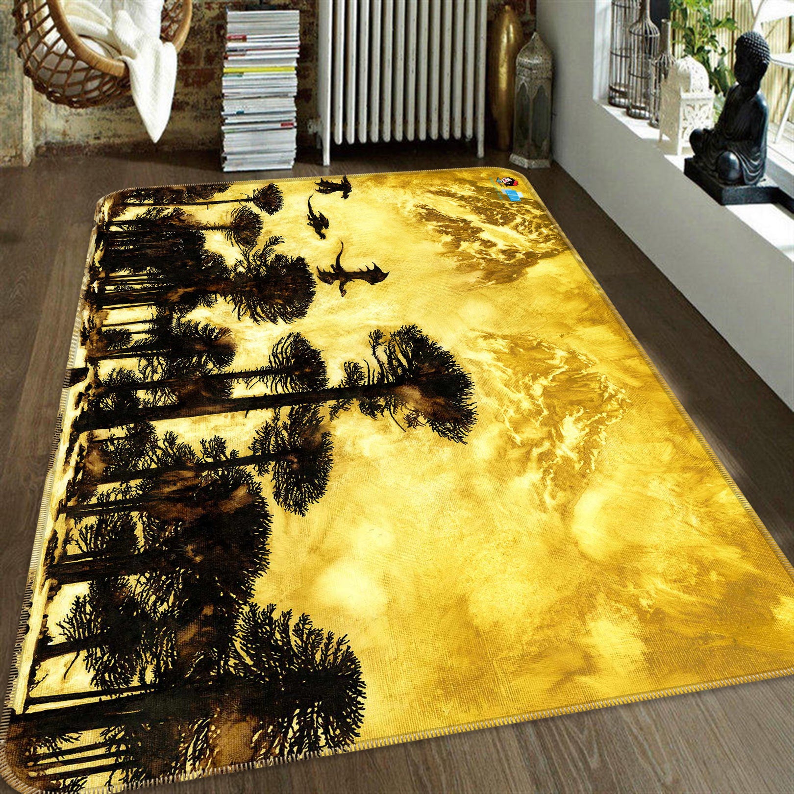 3D Trees 5154 Ciruelo Rug Non Slip Rug Mat