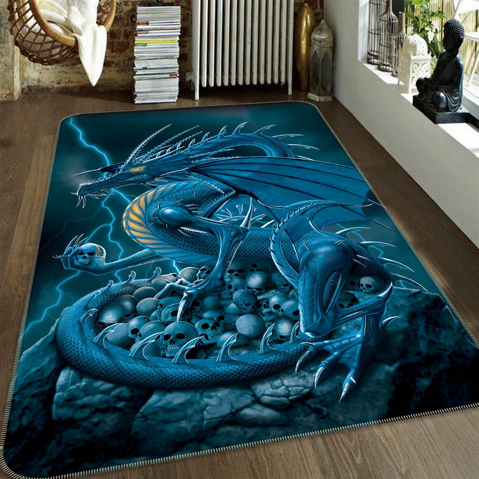 3D Big Dragon 84192 Vincent Hie Rug Non Slip Rug Mat