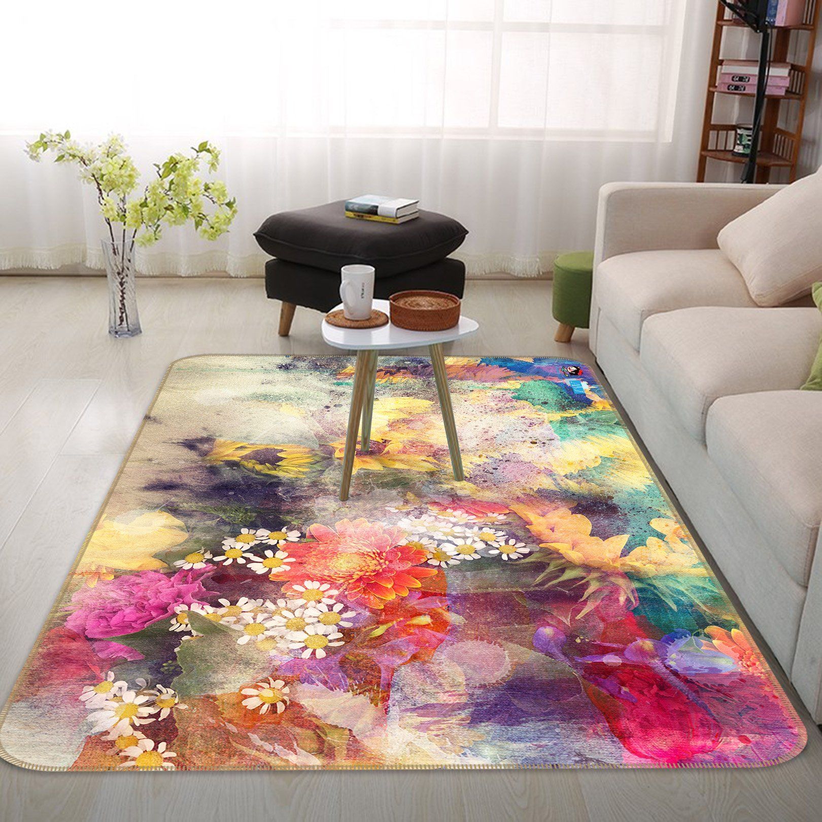 3D Flower Colored Texture 3571 Non Slip Rug Mat Mat AJ Creativity Home 