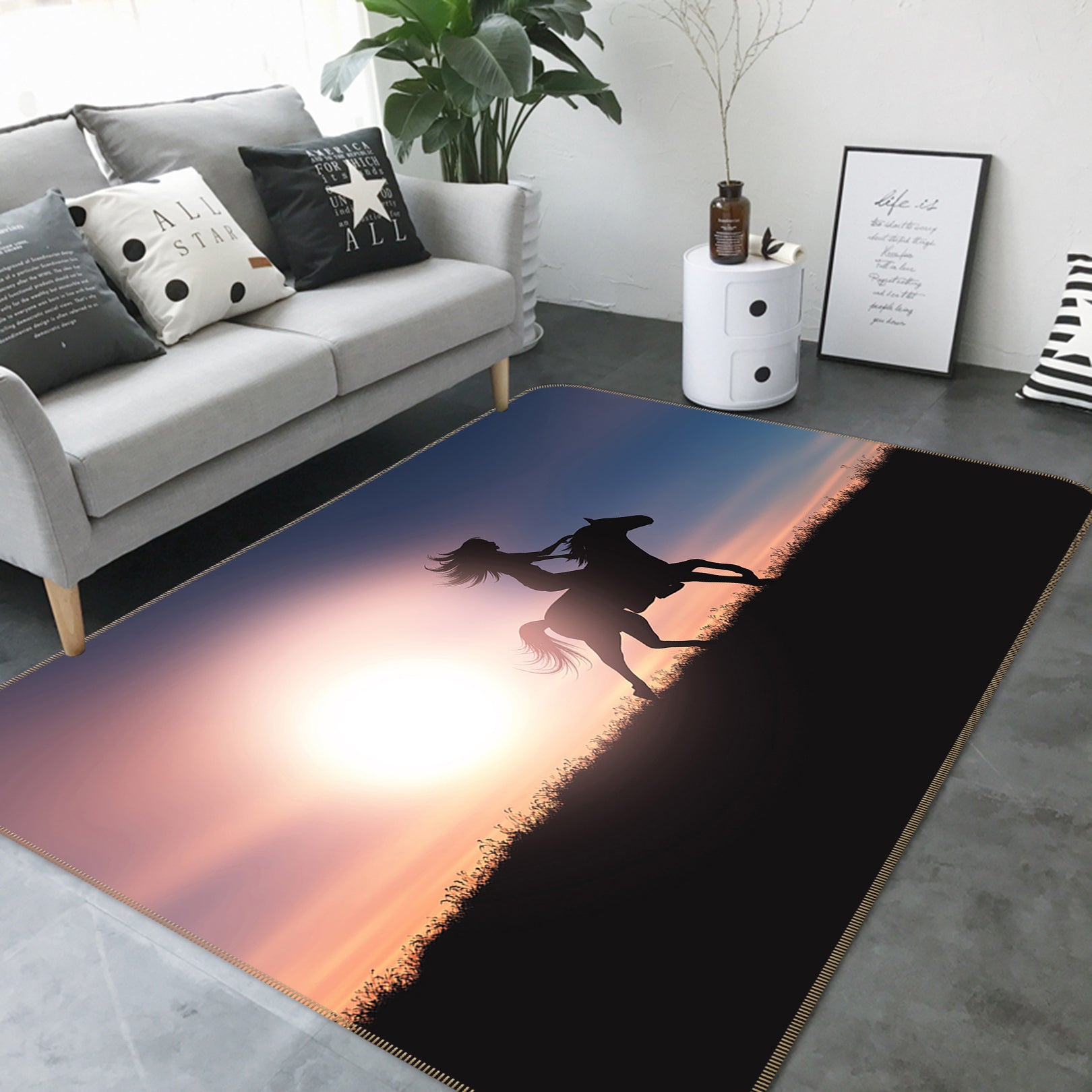 3D Horse Riding 82065 Animal Non Slip Rug Mat