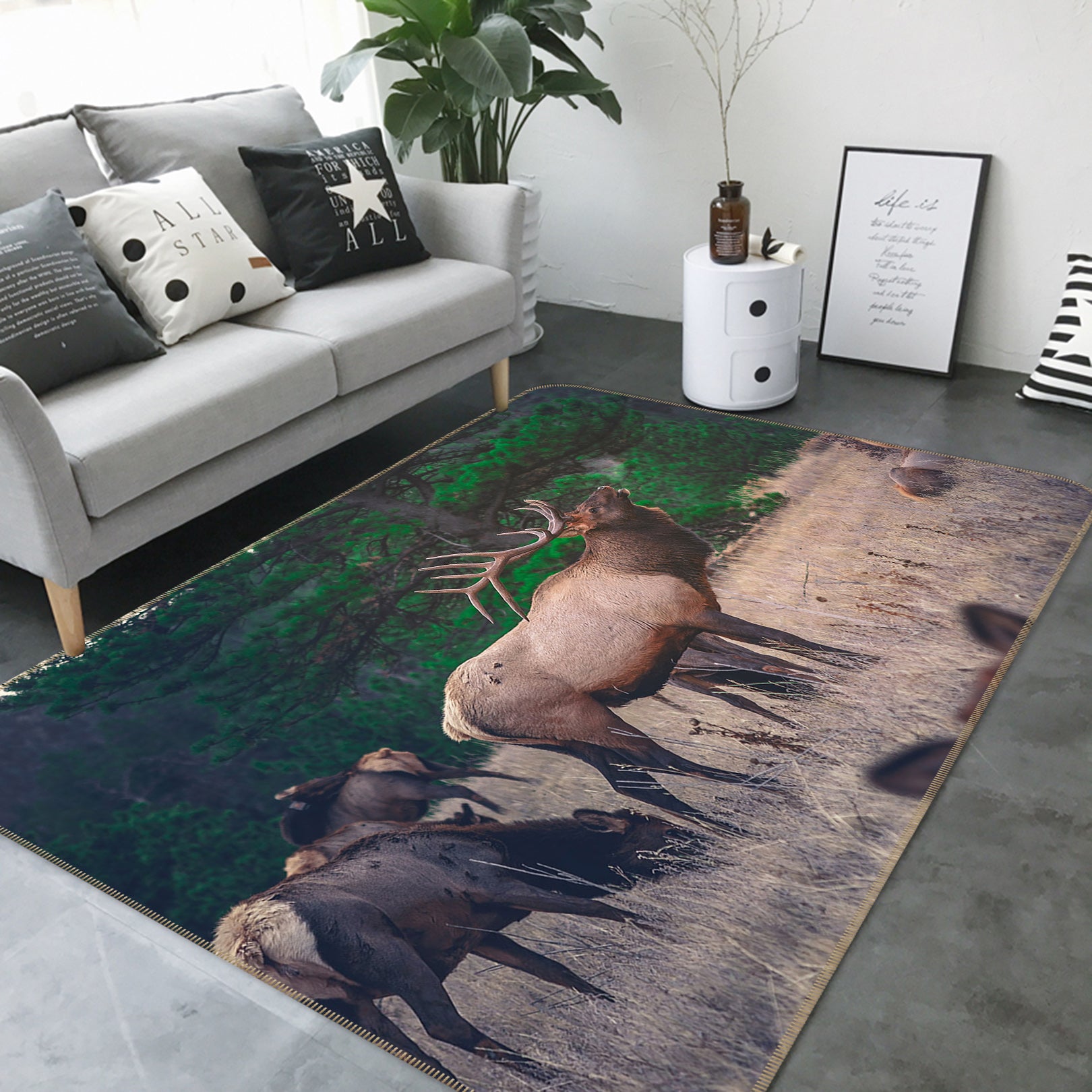 3D Elk 82096 Animal Non Slip Rug Mat