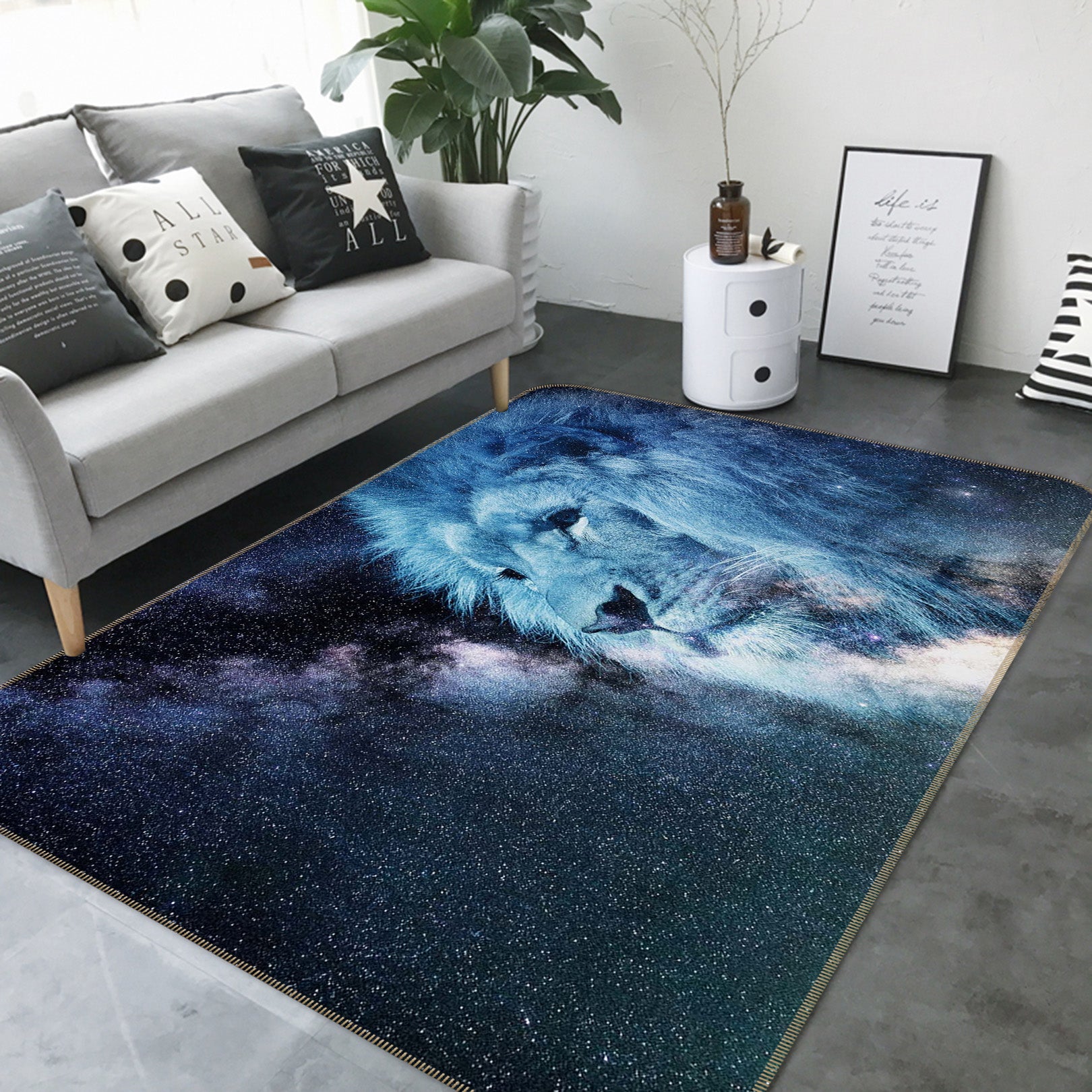 3D Lion Starry Sky 82131 Animal Non Slip Rug Mat