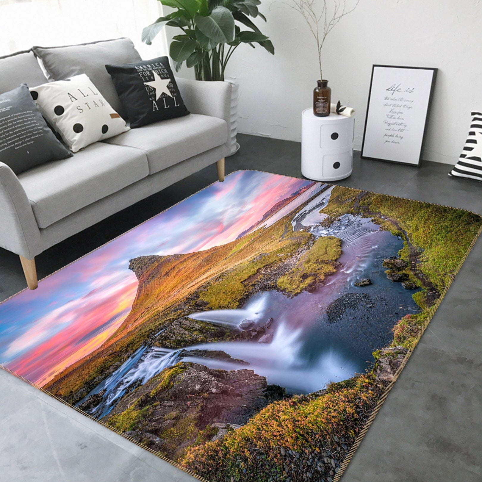 3D Canyon Waterfall 1106 Marco Carmassi Rug Non Slip Rug Mat Mat AJ Creativity Home 