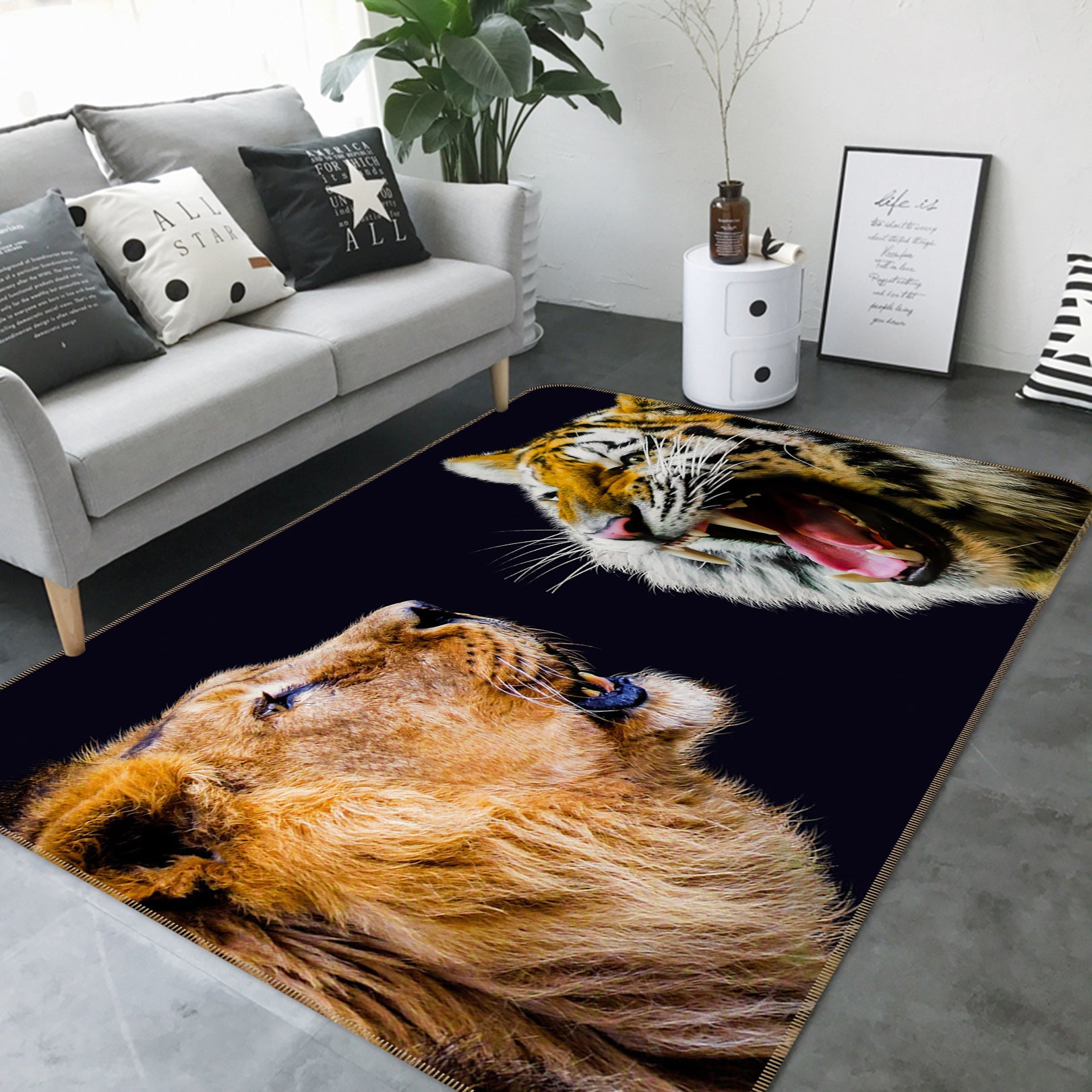 3D Lion Tiger 82078 Animal Non Slip Rug Mat