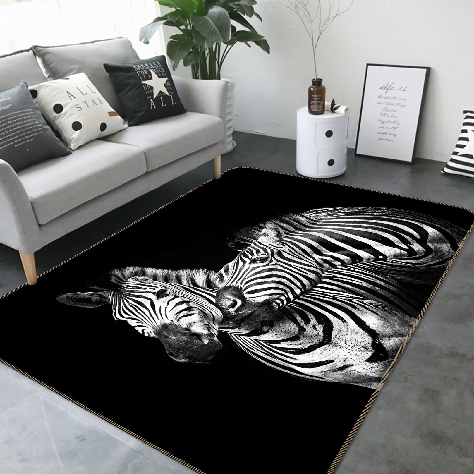 3D Black White Zebras 82173 Animal Non Slip Rug Mat