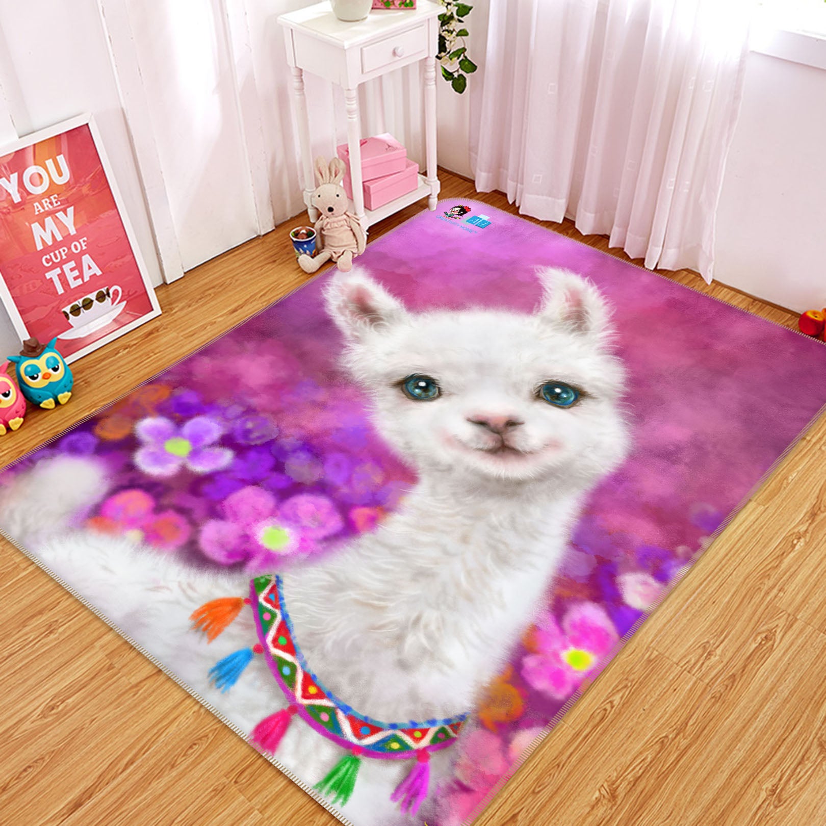 3D Petal Alpaca 5686 Kayomi Harai Rug Non Slip Rug Mat