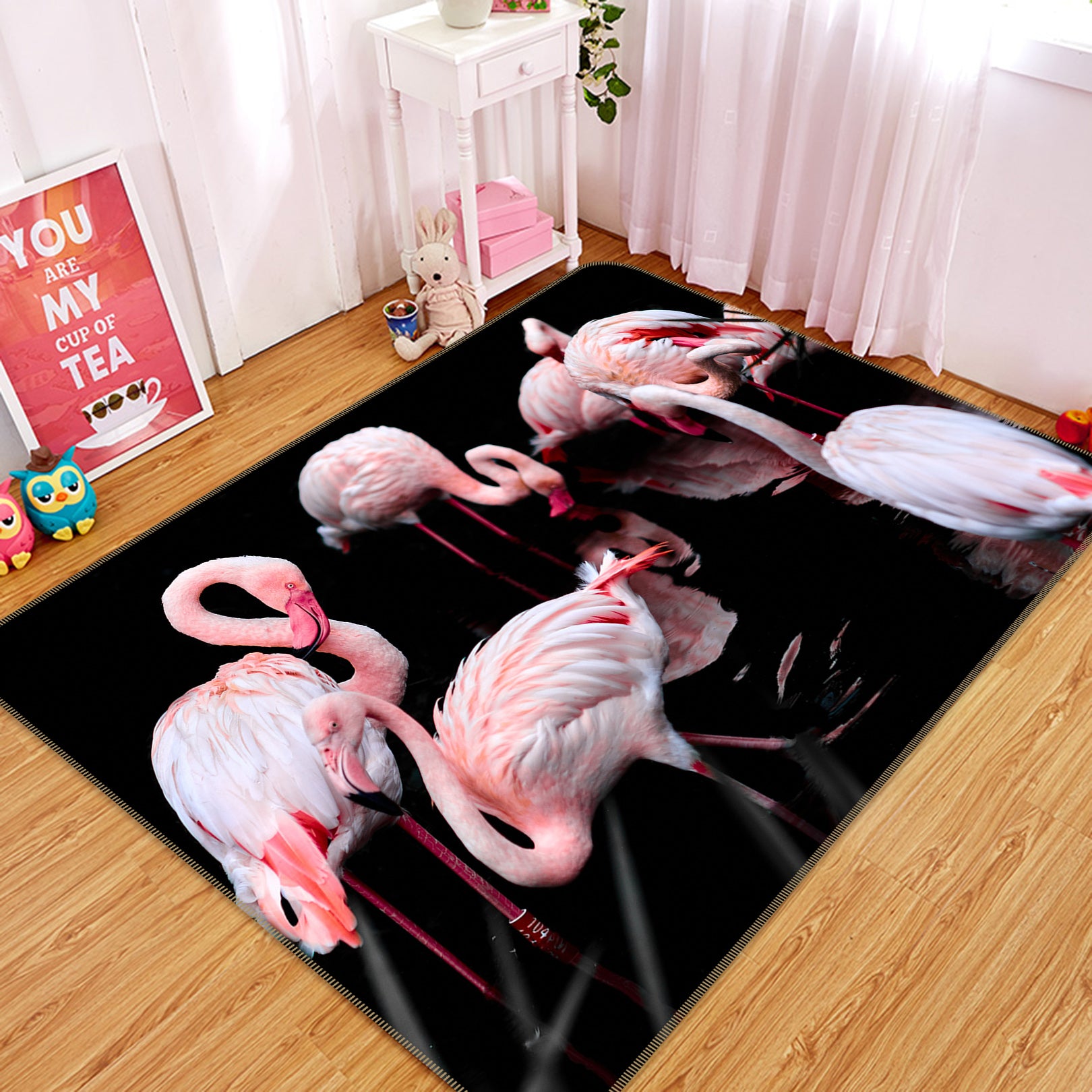 3D Pink Flamingo 82142 Animal Non Slip Rug Mat