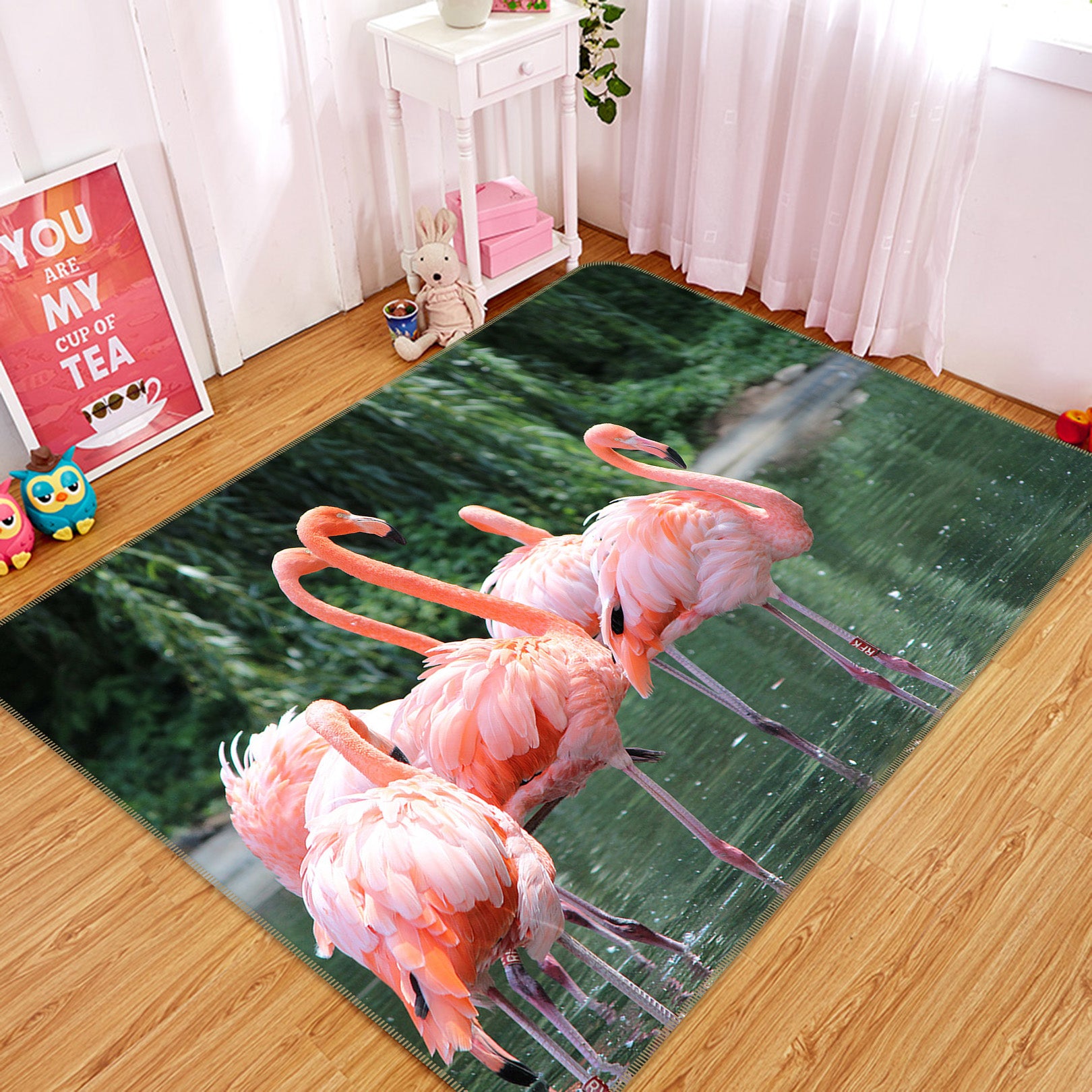 3D Many Flamingos 82100 Animal Non Slip Rug Mat