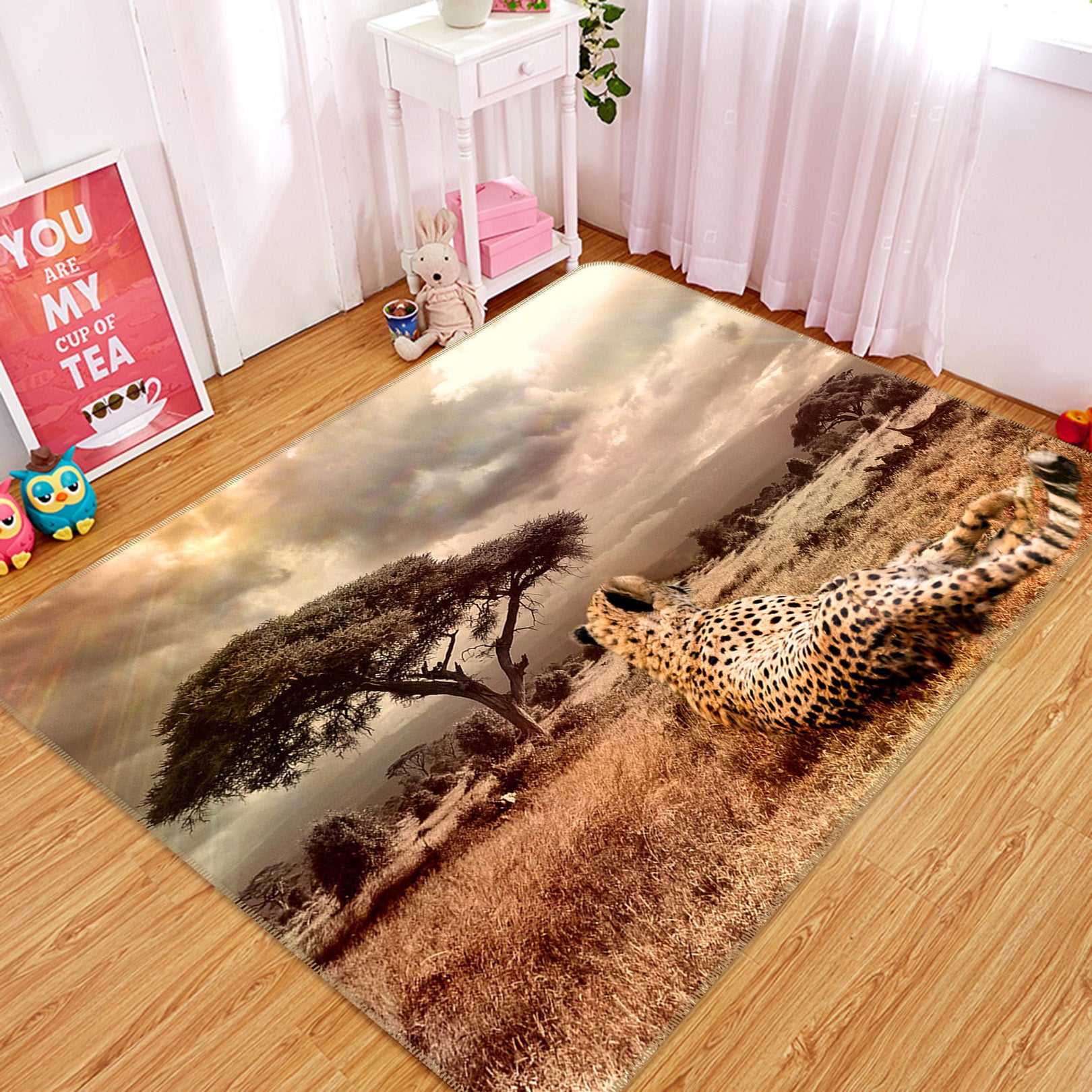 3D Trees Leopard 82084 Animal Non Slip Rug Mat