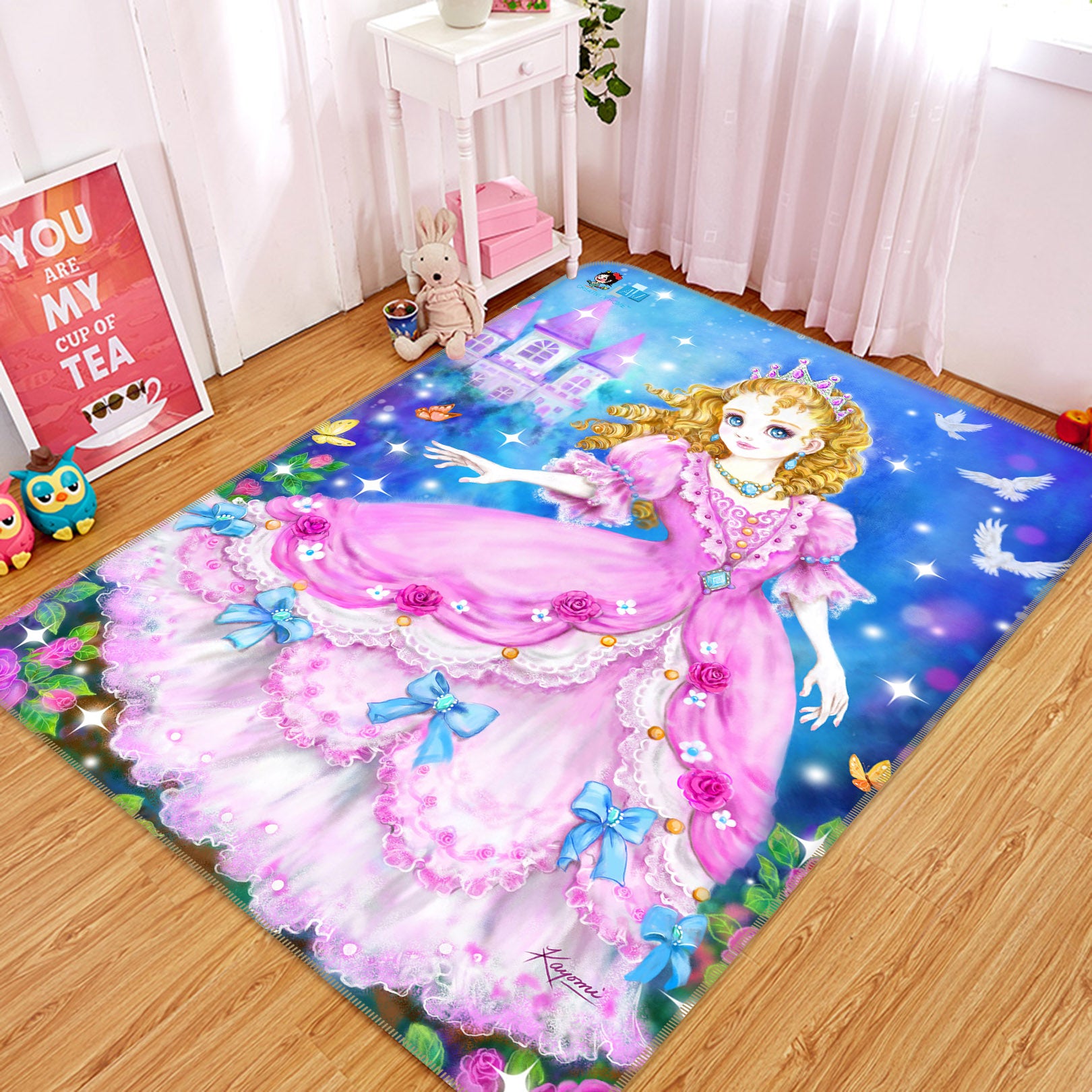 3D Pink Princess 5766 Kayomi Harai Rug Non Slip Rug Mat