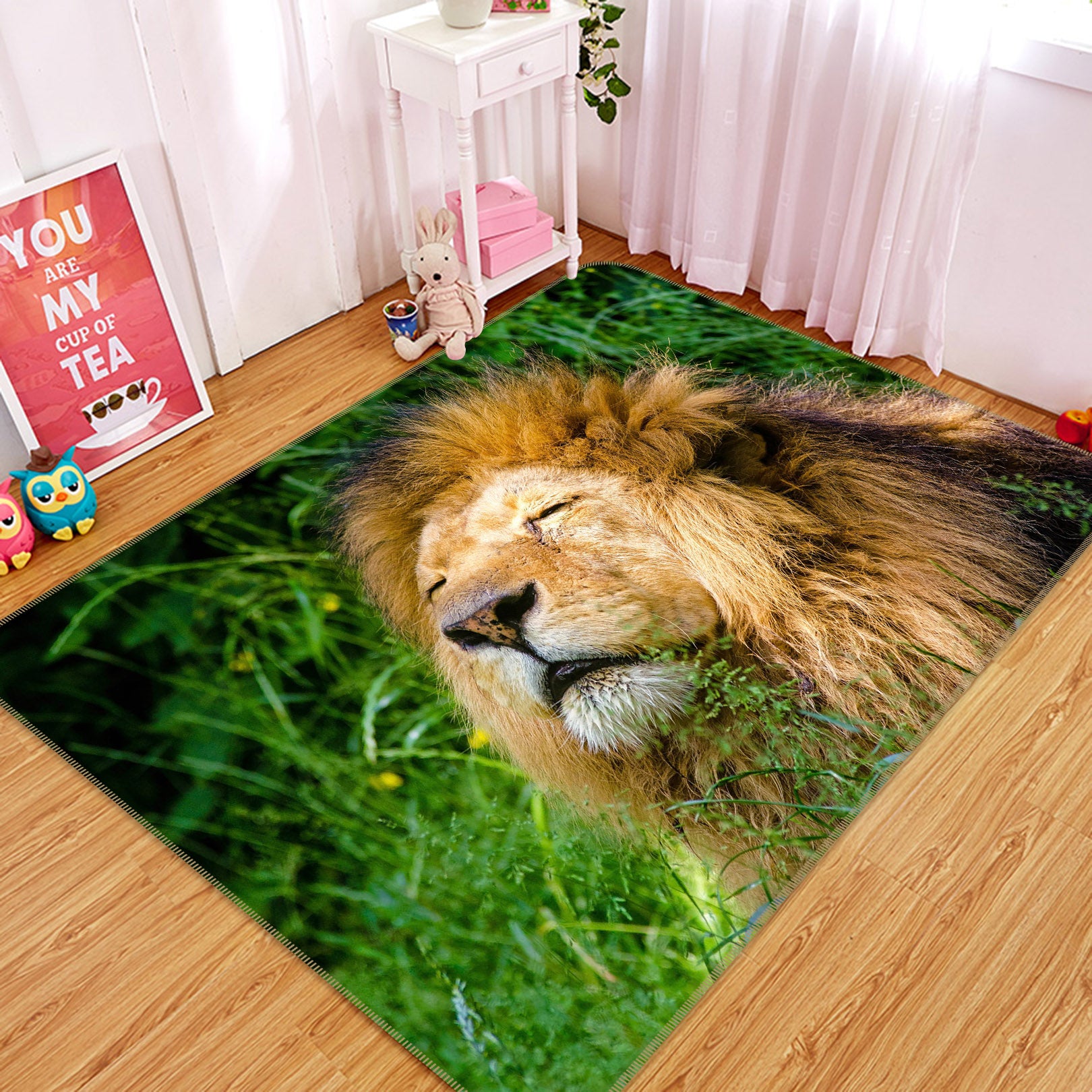 3D Forest Lion 003 Animal Non Slip Rug Mat