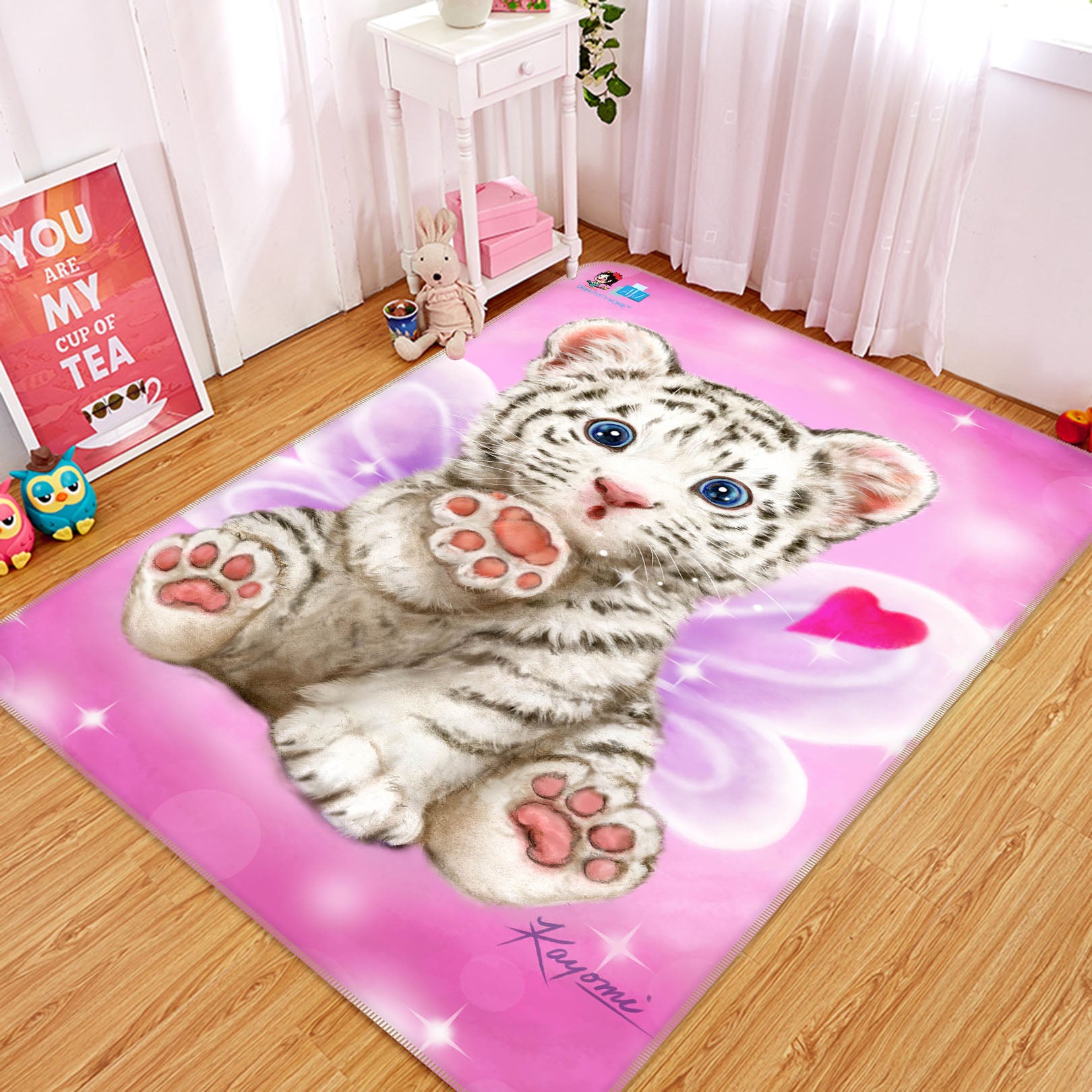 3D Love Wings Tiger 5695 Kayomi Harai Rug Non Slip Rug Mat