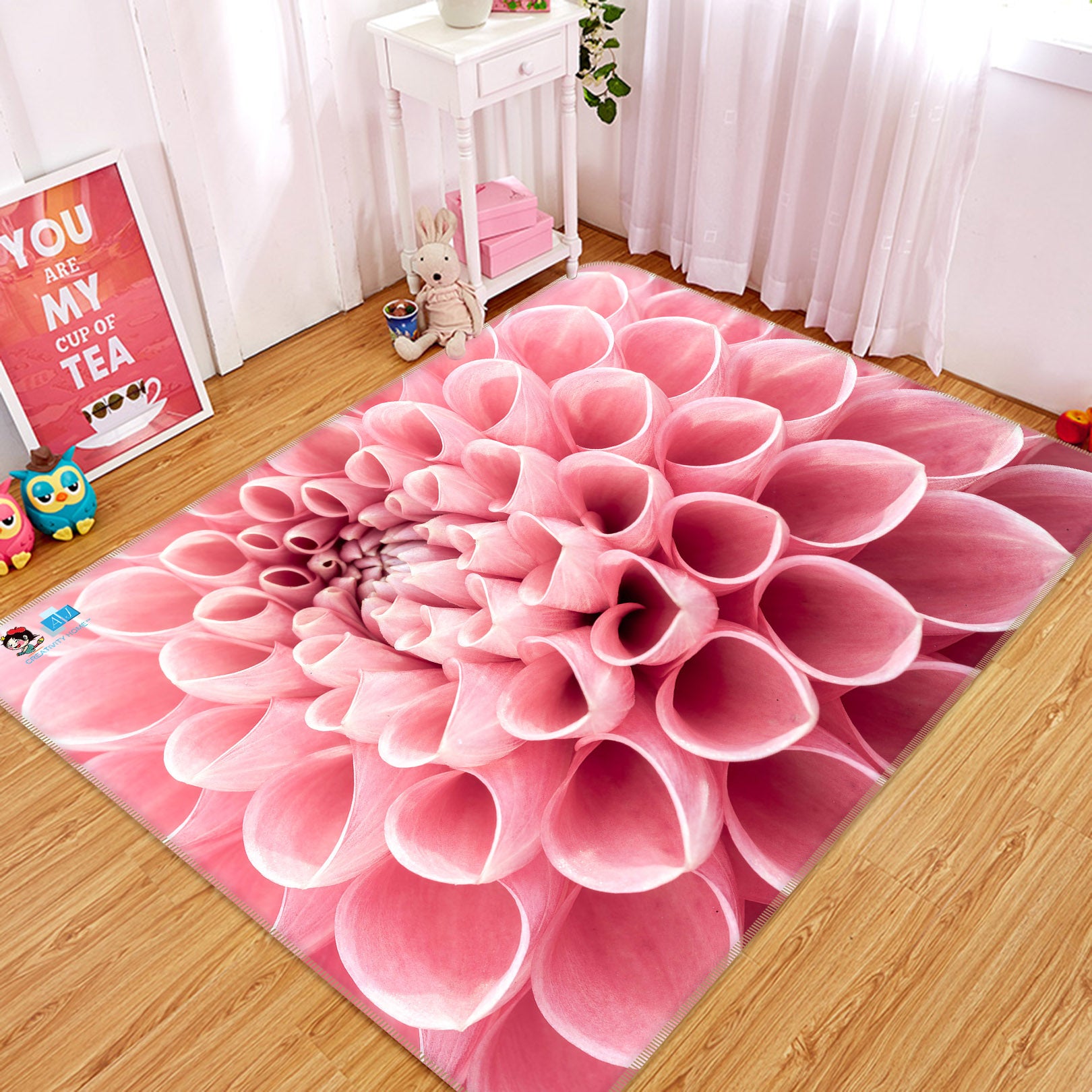 3D Pink Chrysanthemum 6727 Assaf Frank Rug Non Slip Rug Mat