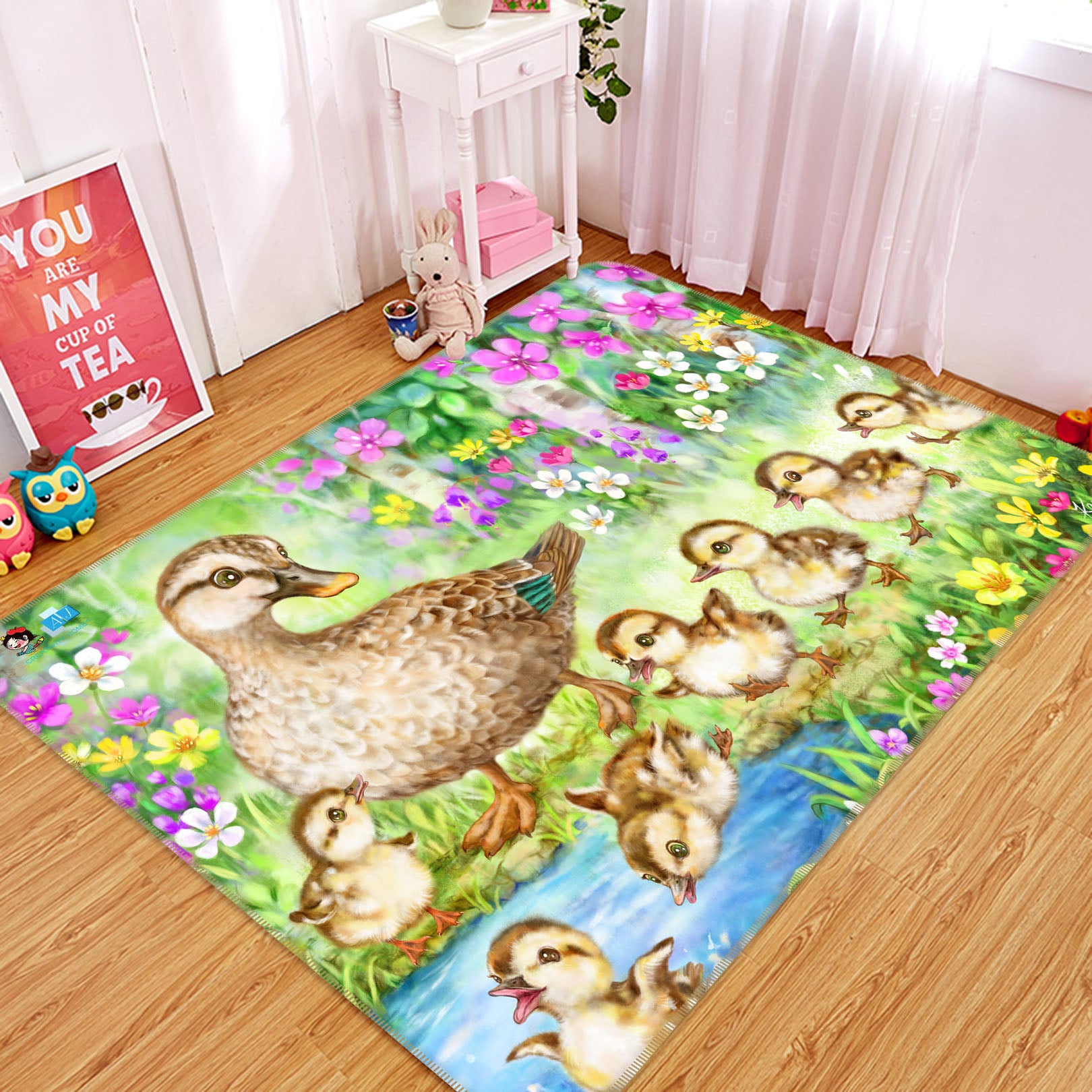 3D Baby Duck 5722 Kayomi Harai Rug Non Slip Rug Mat