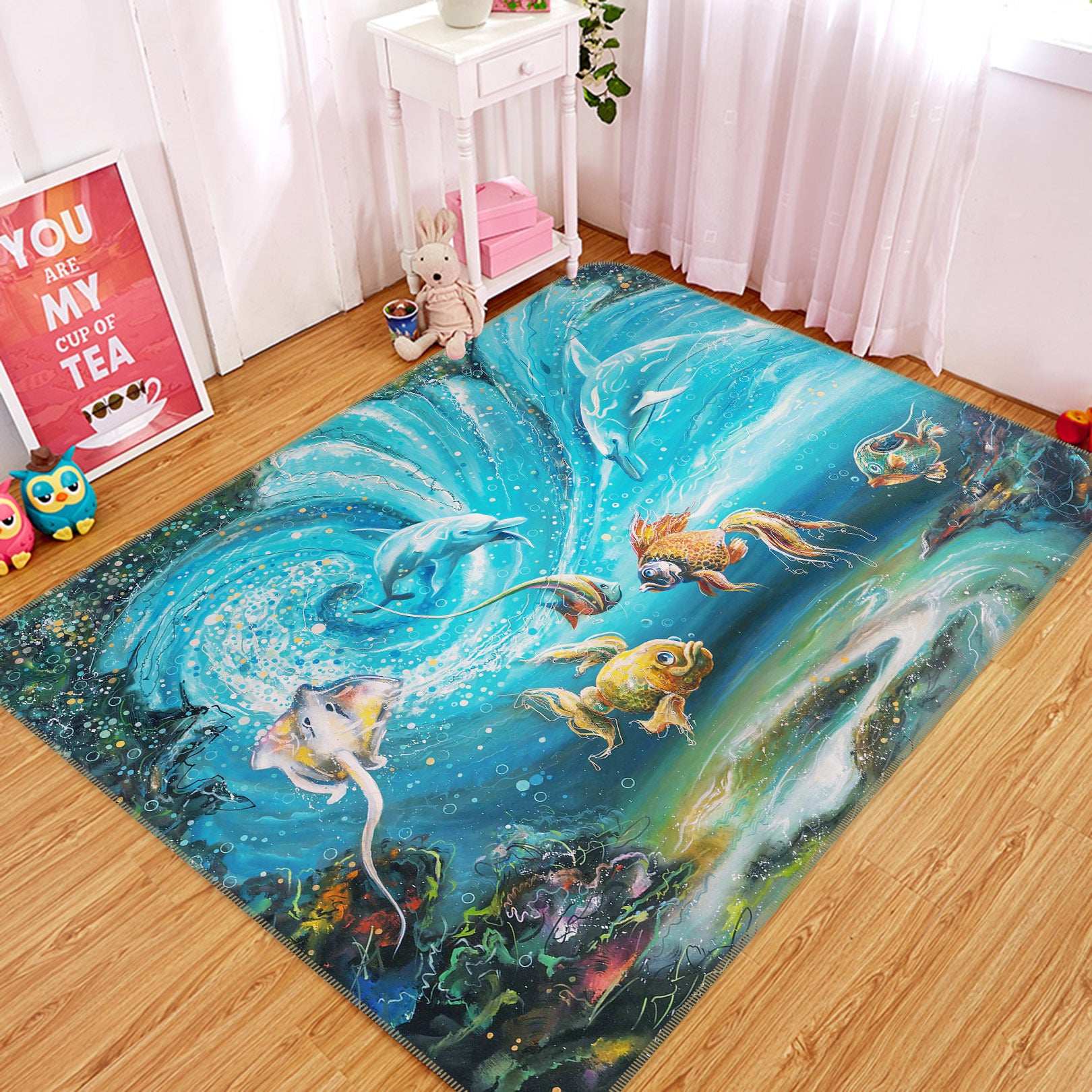 3D Seabed Fish 77184 Non Slip Rug Mat