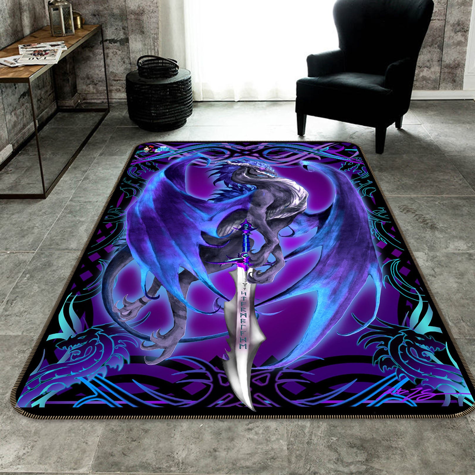 3D Purple Dragon 8242 Ruth Thompson Rug Non Slip Rug Mat