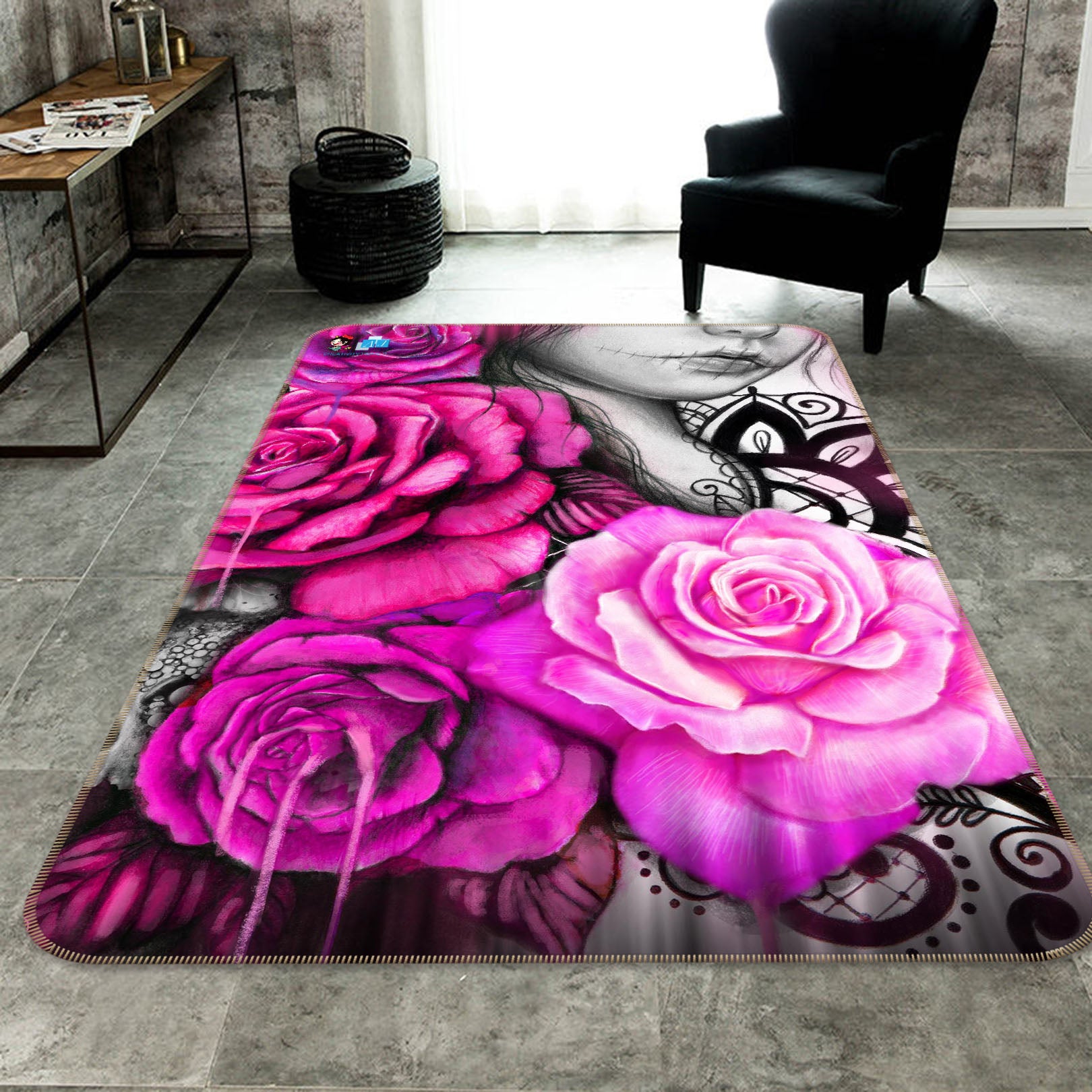 3D Pink Roses 8546 Sheena Pike Rug Non Slip Rug Mat