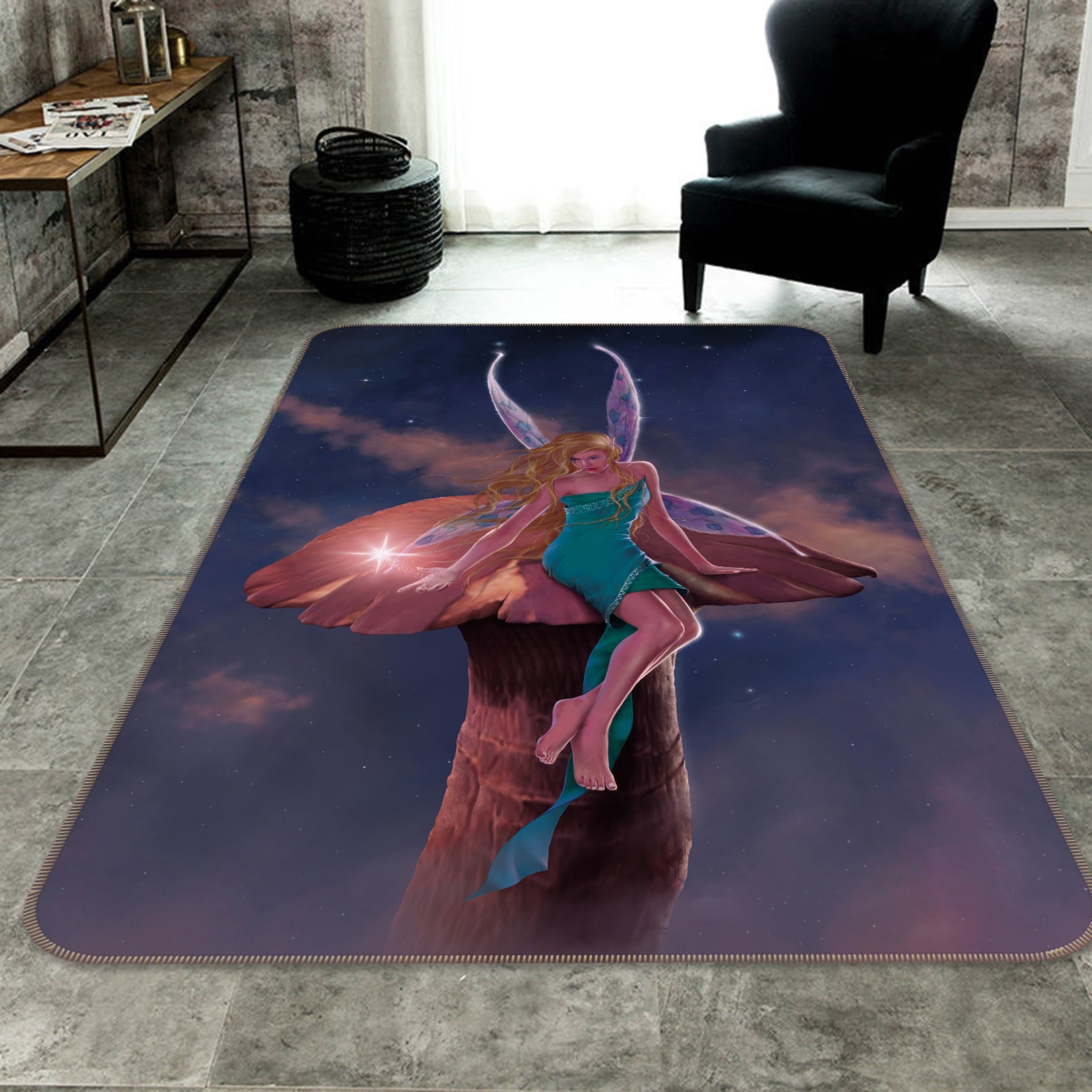 3D Mushroom Wizard 84190 Vincent Hie Rug Non Slip Rug Mat