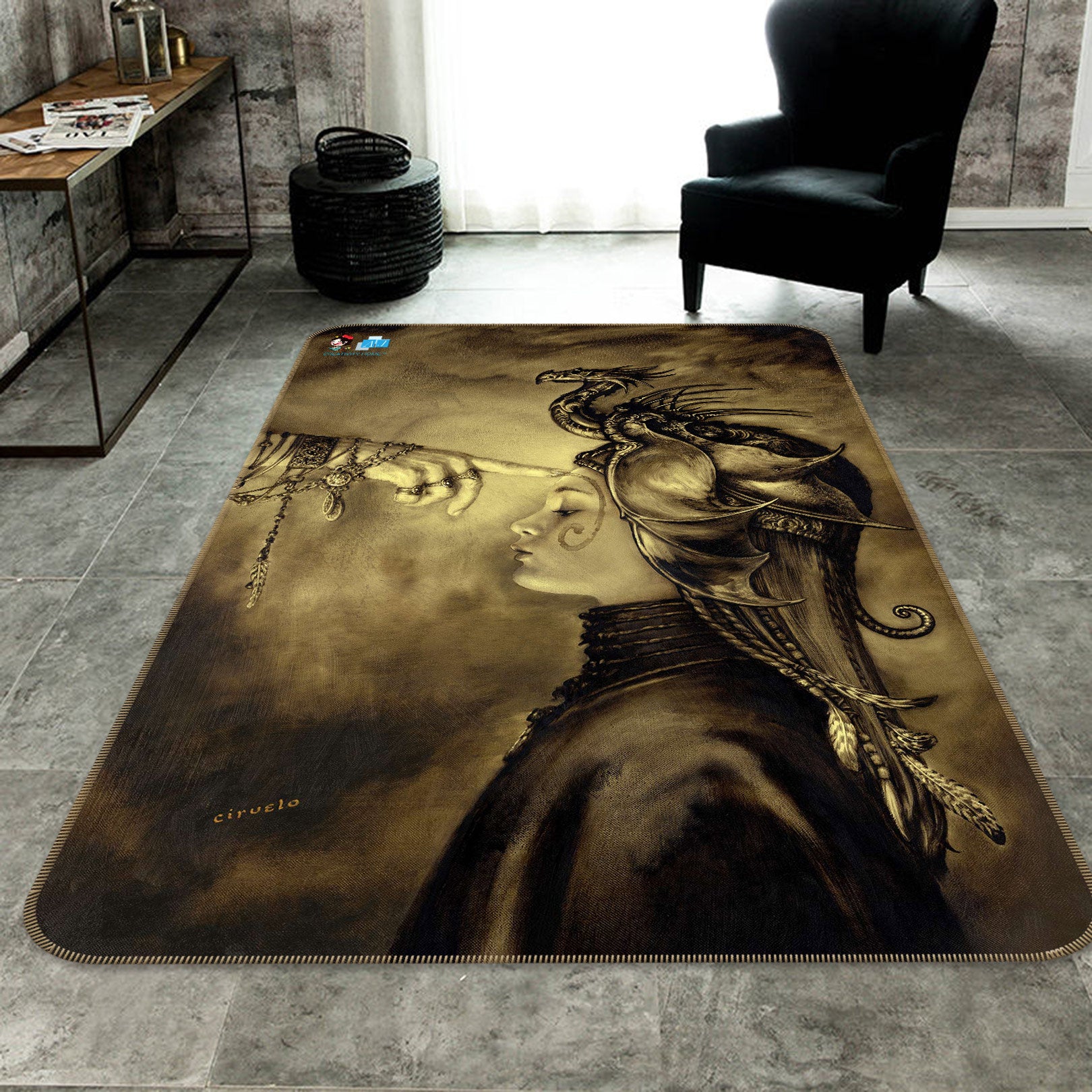 3D Finger Dragon Woman 6037 Ciruelo Rug Non Slip Rug Mat