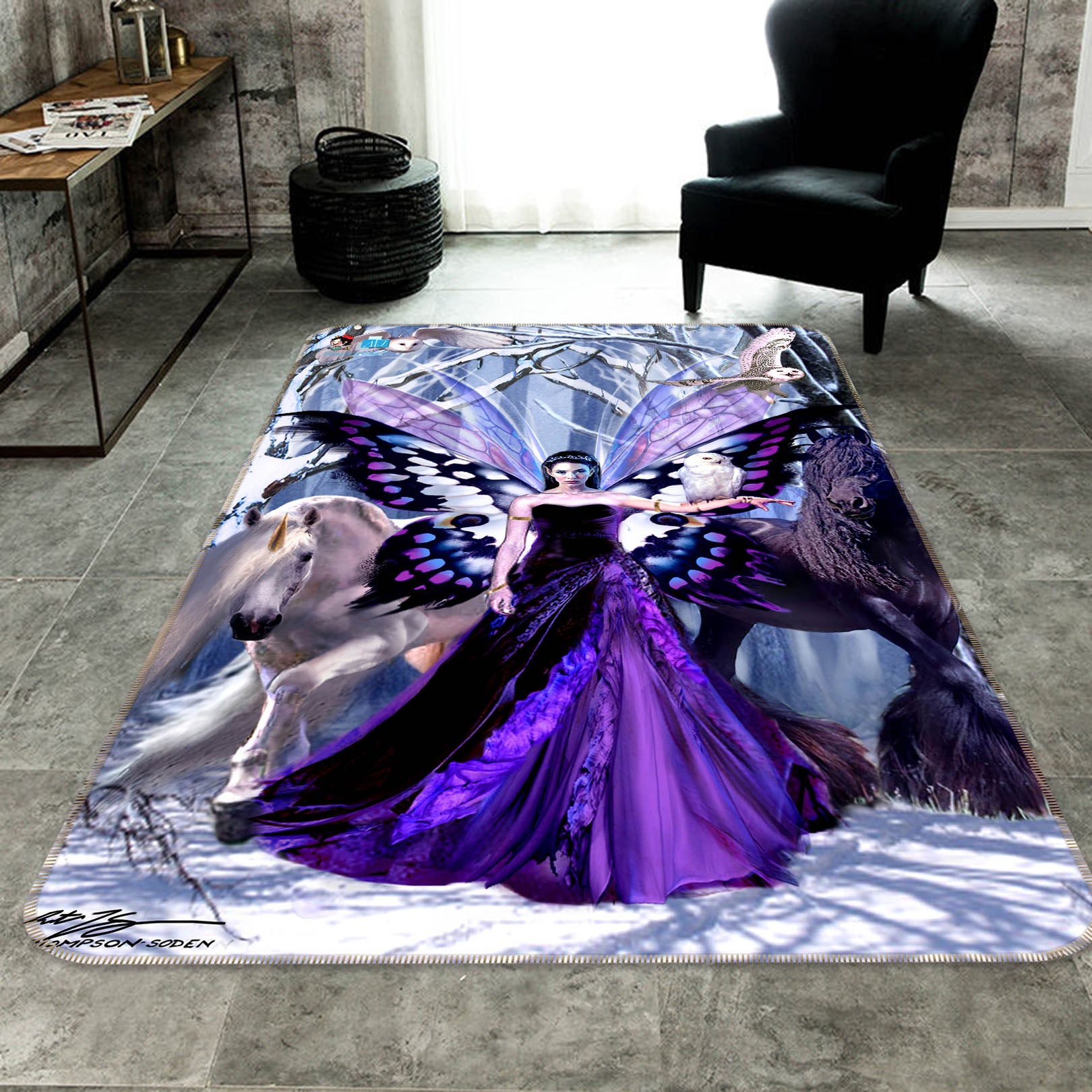 3D Butterfly Woman 8252 Ruth Thompson Rug Non Slip Rug Mat