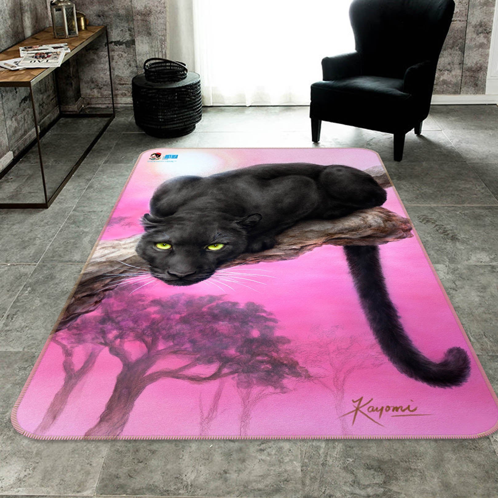 3D Black Panther 5676 Kayomi Harai Rug Non Slip Rug Mat