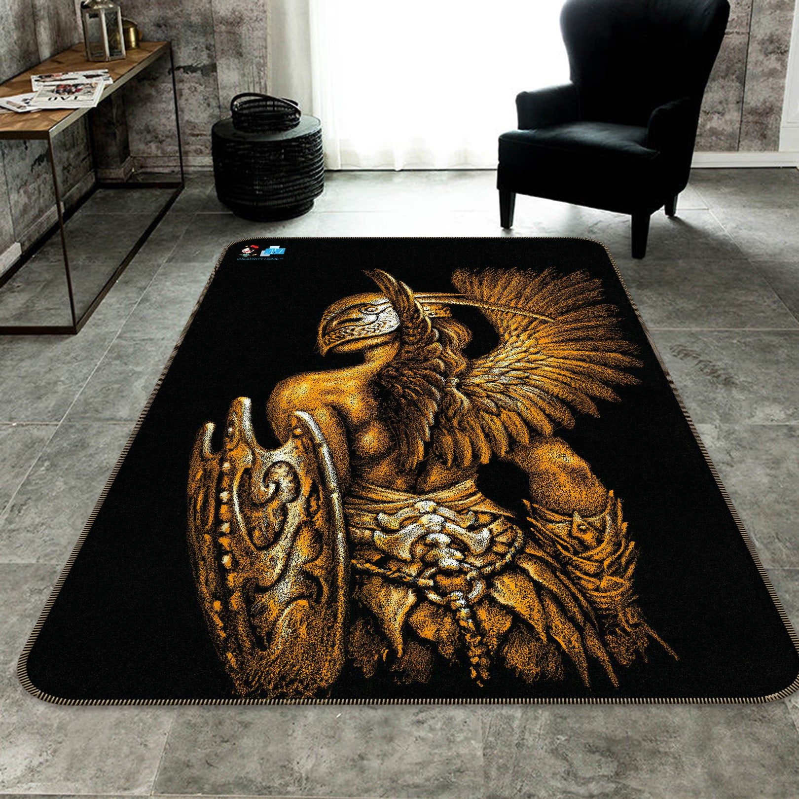 3D Shield Mask Wings Man 6022 Ciruelo Rug Non Slip Rug Mat