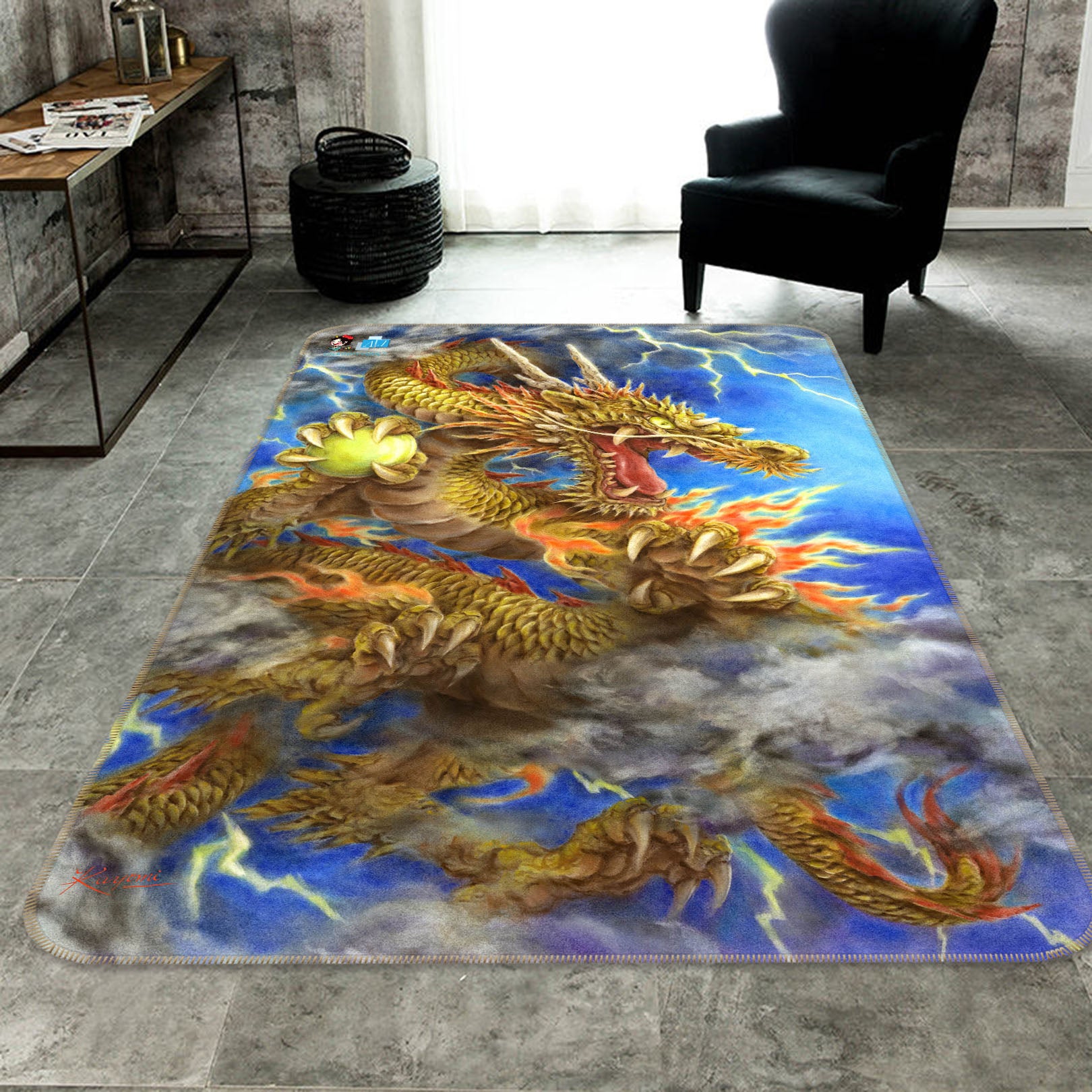 3D Dragon Cloud 5683 Kayomi Harai Rug Non Slip Rug Mat