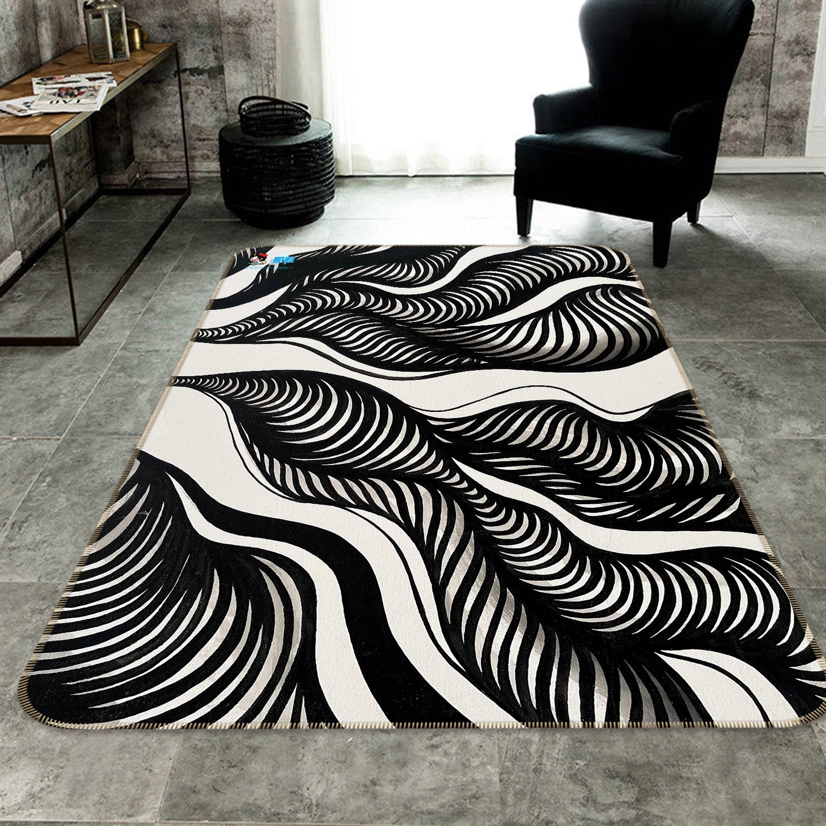 3D Black Wind 8220 Jacqueline Reynoso Rug Non Slip Rug Mat