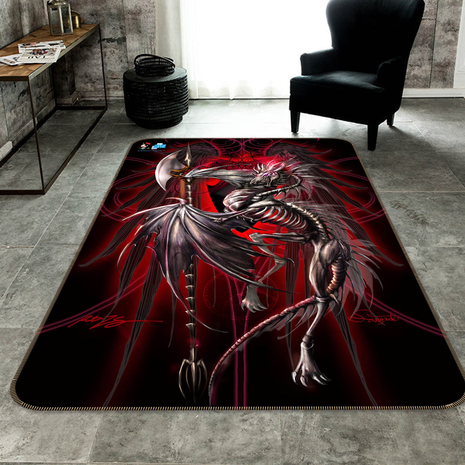 3D Gray Dragon 8239 Ruth Thompson Rug Non Slip Rug Mat